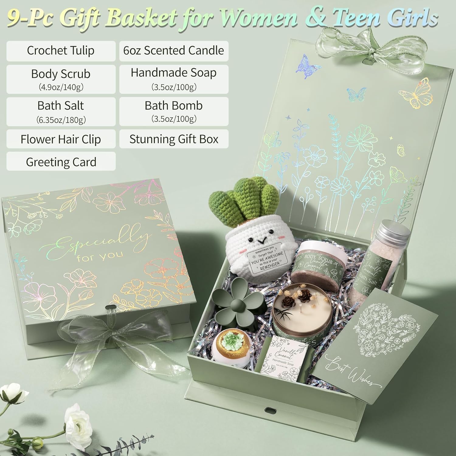 Spa Gifts for Women Bath Gift Set, Vanilla Coconut Relaxing Spa Gift Baskets Home Bath Set Self Care Kit Care Package Thank You Birthday Easter Gifts for Women Mom Her Friends Sister Teen Girl Wife - Image 2