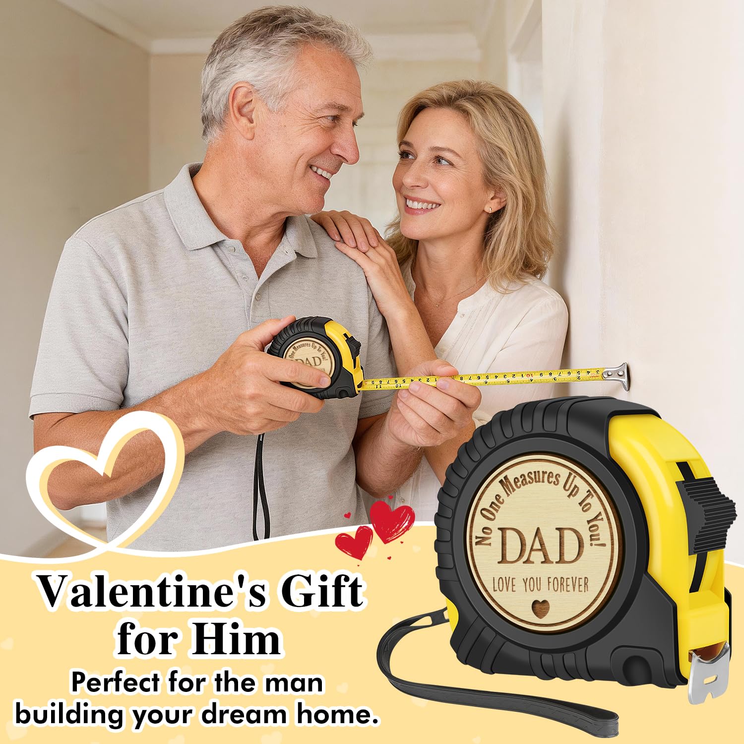 Fathers Day Birthday Gifts for Dad, Dad Gifts from Son Daughter, Gift for Best New Daddy Father in Law Presents Useful Stuff, Tool Woodworker Carpenter Gift, Engraved Tape Measure 25 FT - Image 2