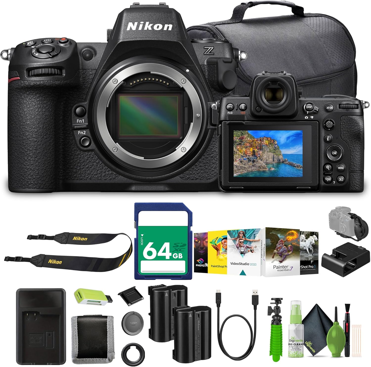 Nikon Z8 Professional Full Frame Mirrorless 8K Video & Stills Hybrid FX Camera + EN-EL15C Battery + 64GB Memory Card+ Photo Editing Software + More