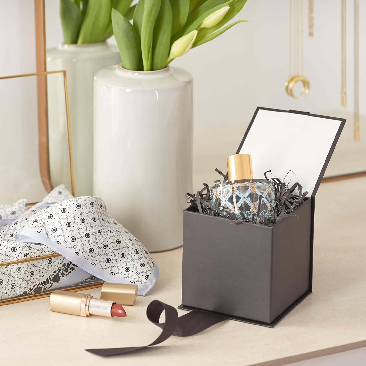 Hallmark Small Gift Box with Bow and Shredded Paper Fill (Black 4 inch Gift Box) for Weddings, Graduations, Birthdays, Father's Day, Groomsmen Gifts, All Occasion - Image 7