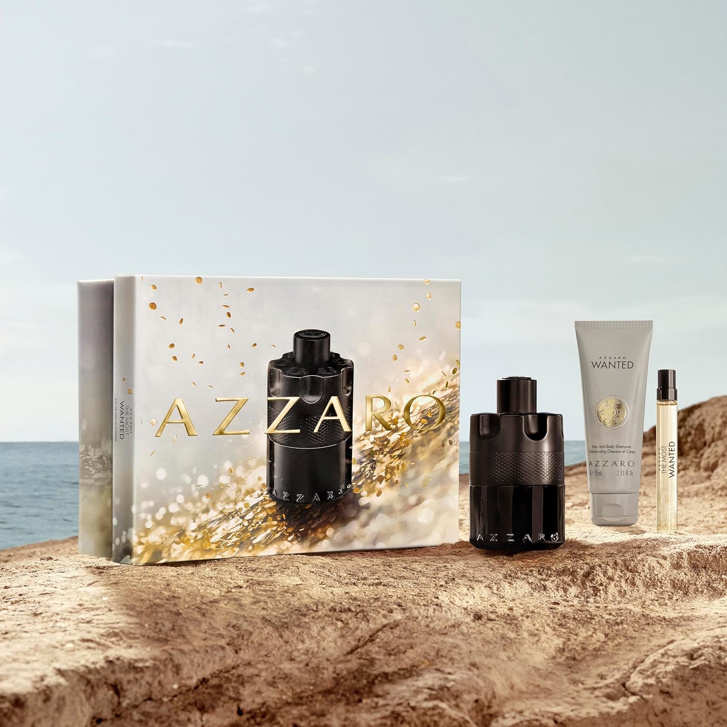 Azzaro The Most Wanted Eau de Parfum Intense 3-Piece Set ($195 Value) — Cologne for Men —Fougère Woody Fragrance, 3.4 fl oz & 0.34 fl oz Travel Size Spray, Hair & Body Wash - Image 3
