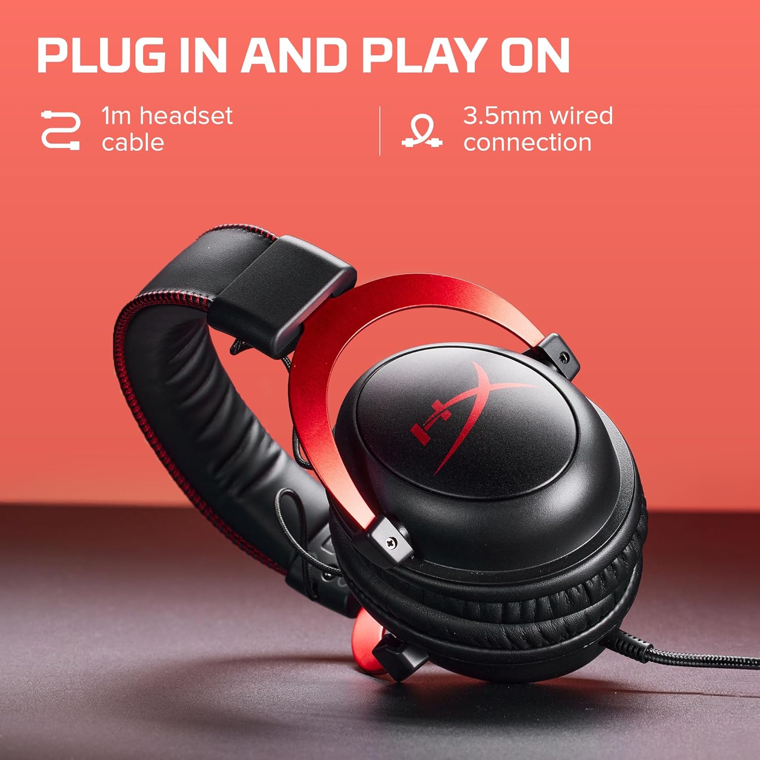 HyperX Cloud II Gaming Headset - 7.1 Surround Sound - Memory Foam Ear Pads - Durable Aluminum Frame - Multi Platform Headset - Works with PC, PS4, PS4 PRO, Xbox One, Xbox One S - Red (KHX-HSCP-RD) - Image 2
