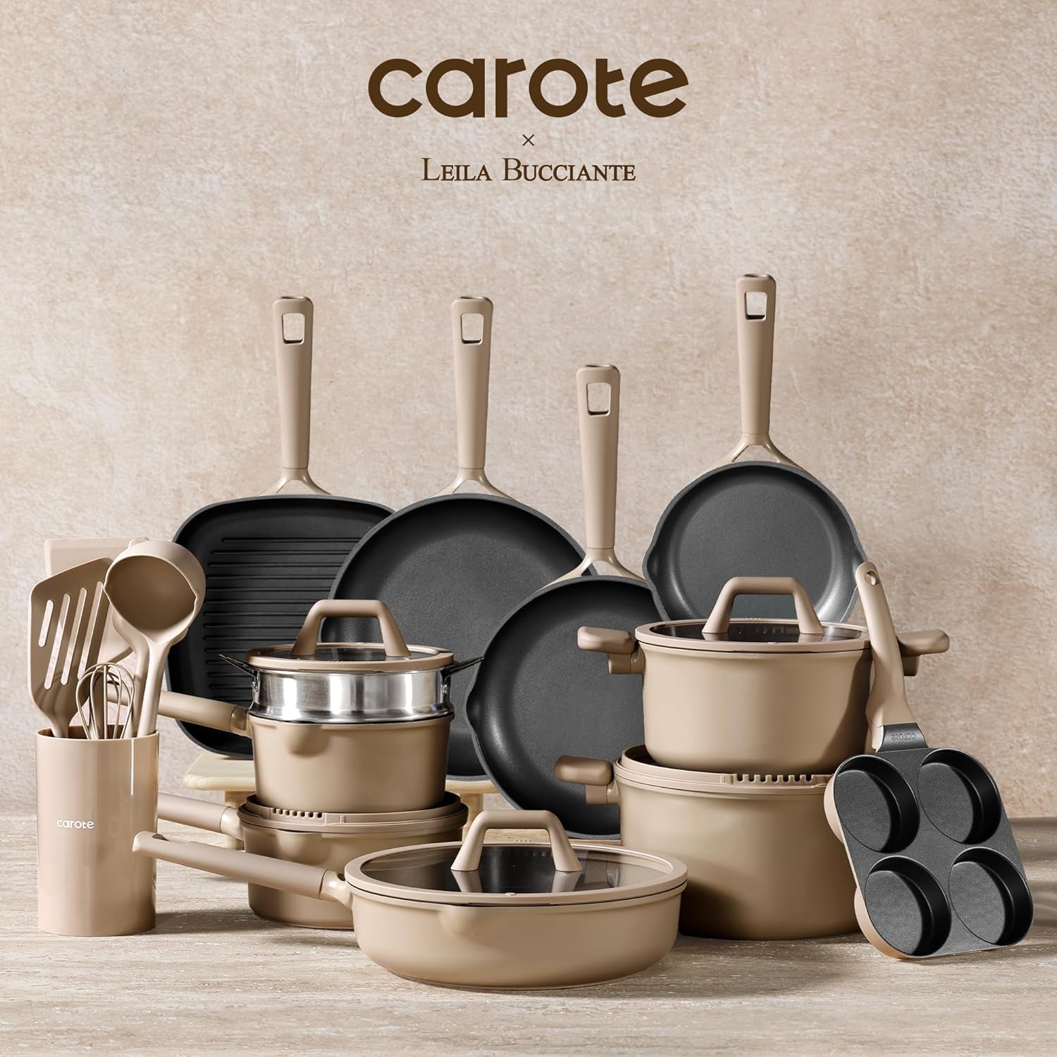 CAROTE 31PCS Pots and Pans Set, Nonstick Cookware Set Kitchen Non Stick Induction Titanium Cookware Non-toxic Granite Cooking set, PFOA Free - Image 8