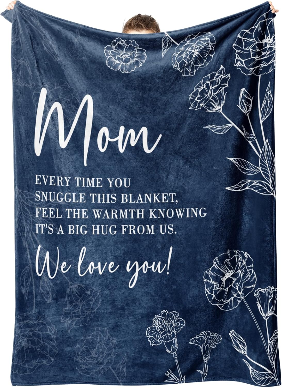 GiltGlimmer Gifts for Mom, Mom Birthday Gifts Blanket, Moms Gift for Women from Daughter Son, We Love You Present for Mother Mommy Mothers Day Christmas 60" x 50", Blue