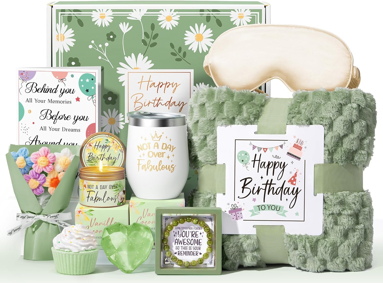 Birthday Gifts for Women Friendship, Unique Happy Birthday Gifts Basket for Mom Her Best Friend Sister Wife Girlfriend Coworker, Luxury Self Care Box Vanilla Coconut Relaxing Spa Gifts Set w/Blanket