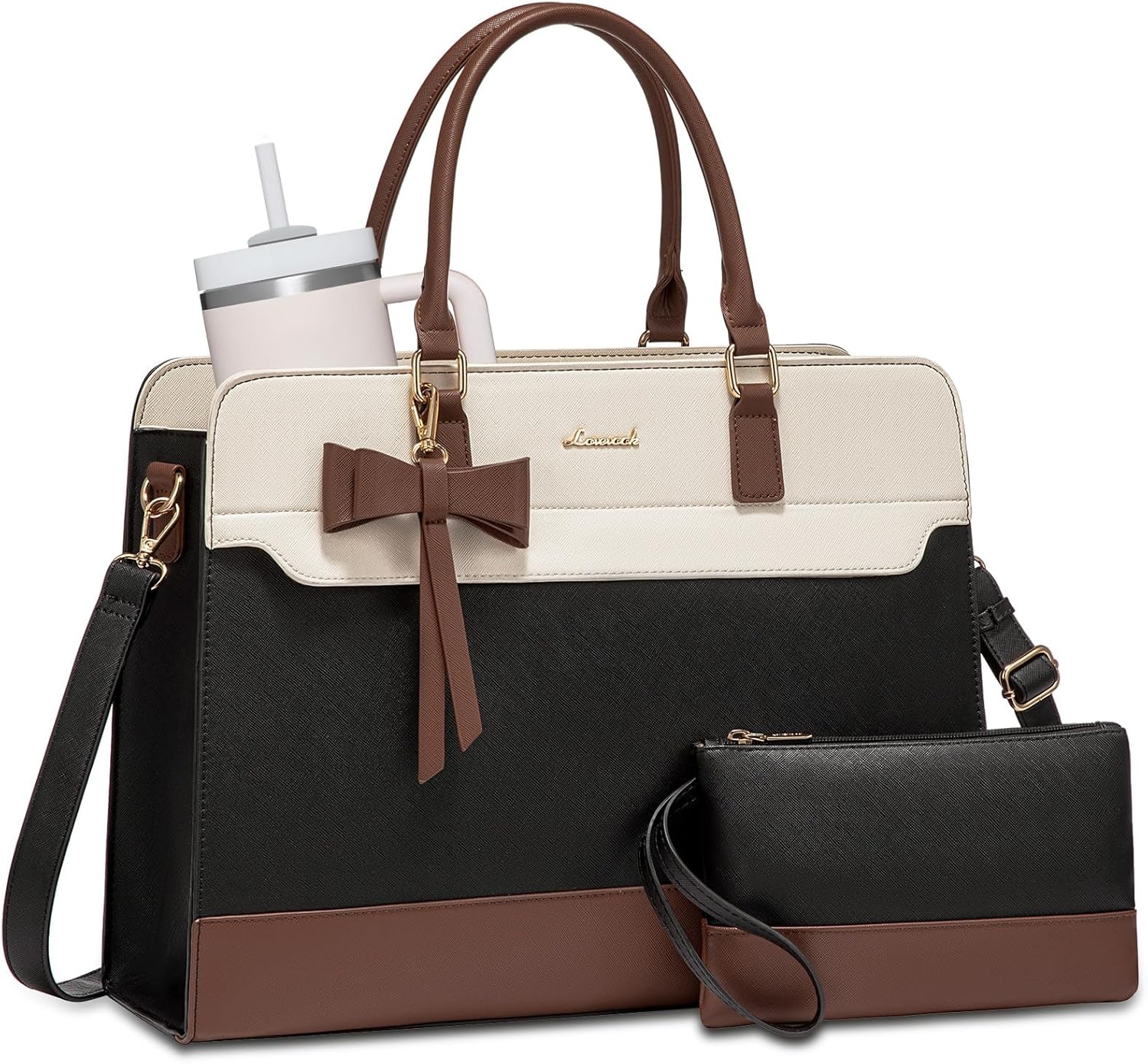 LOVEVOOK Laptop Tote Bag for Women,Leather Work Bag, Waterproof Business Teacher Bag,Large Computer Handbag Purse Briefcase,Office Gifts for Women
