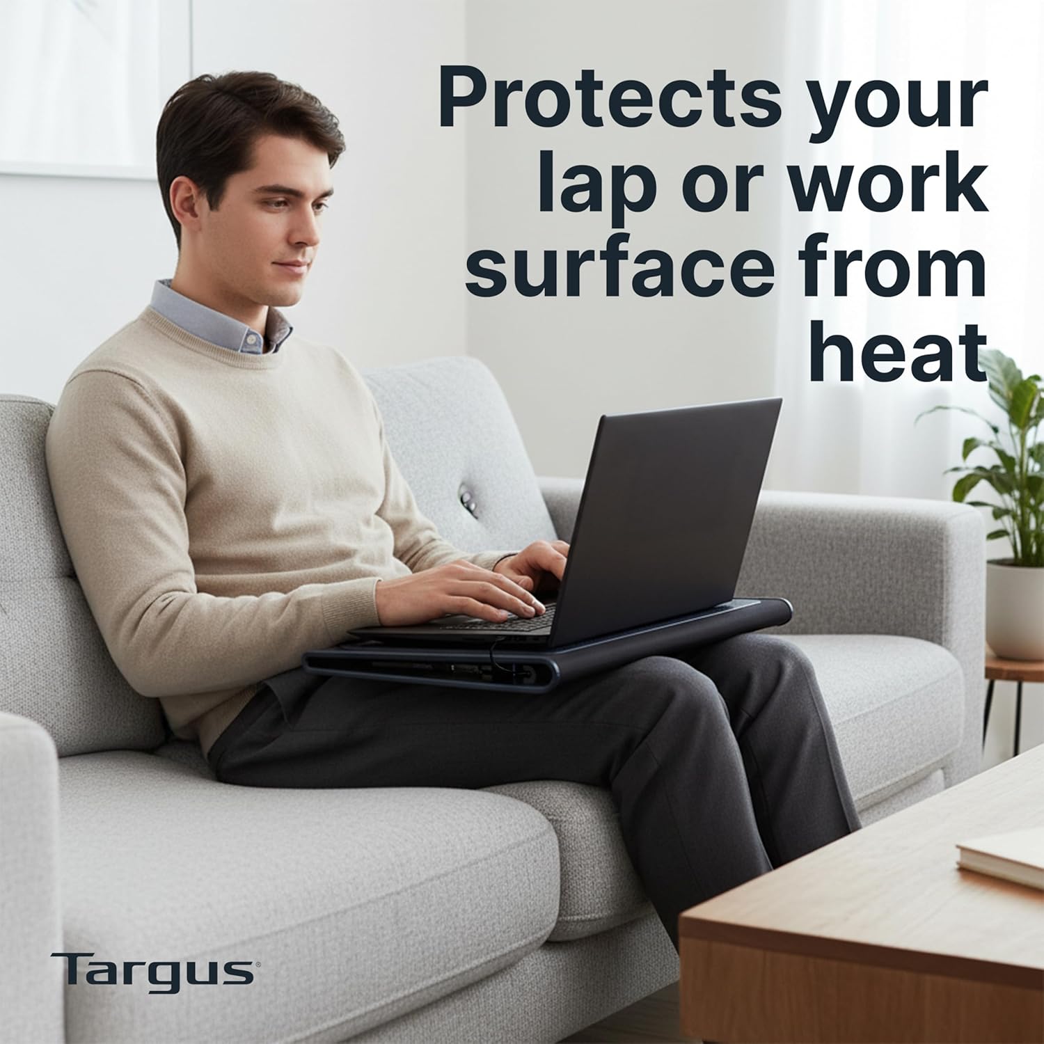 Targus 17 Inch Dual Fan Lap Chill Mat - Soft Neoprene Laptop Cooling Pad for Heat Protection, Fits Most 17" Laptops and Smaller - USB-A Connected Dual Fans for Heat Dispersion (AWE55US) - Image 4