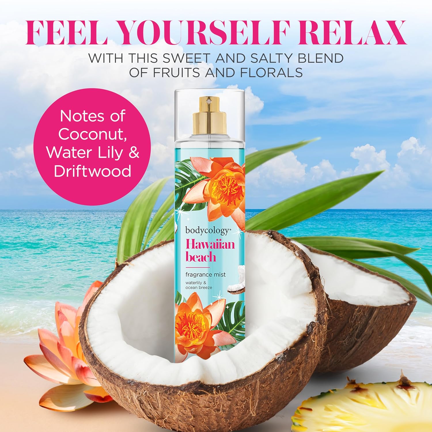Bodycology Long-Lasting Fragrance Body Mist, Hawaiian Beach, 8 fl oz (Pack of 2) - Image 2
