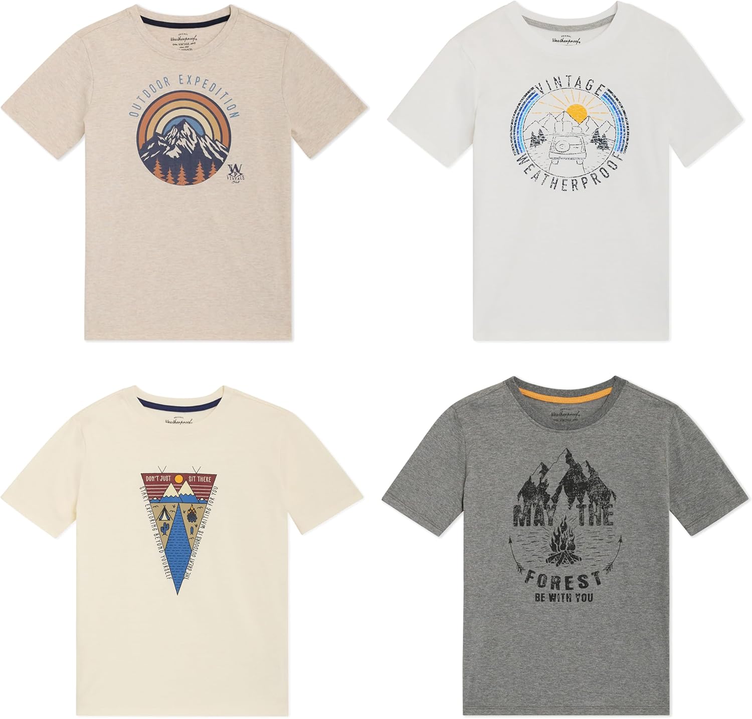 Weatherproof Vintage Boys' 4 Pack Variety Super Soft Stretchable Tee Short Sleeve Graphic T-Shirt