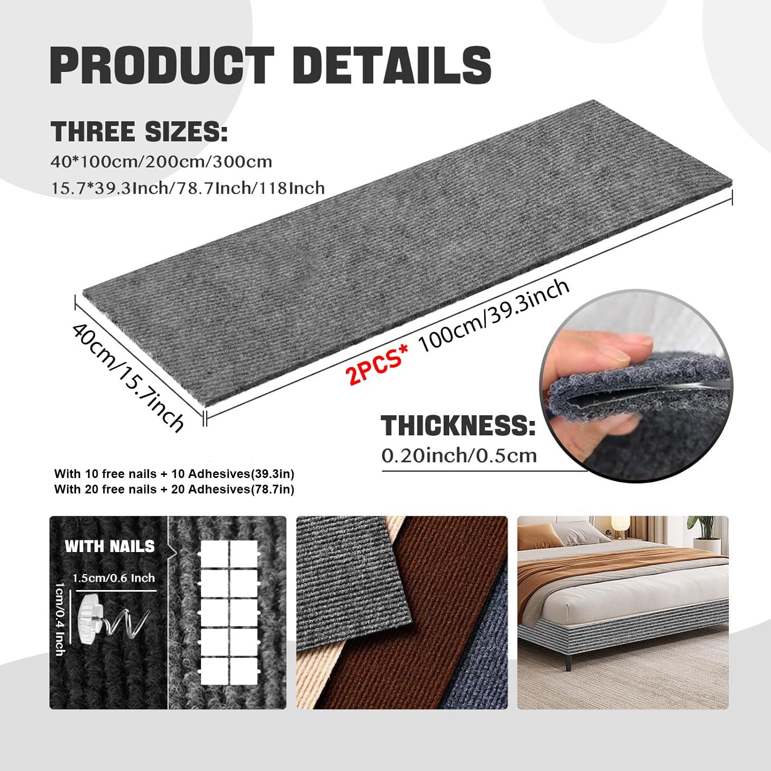 Cat Scratch Couch Furniture Protector, Adhesive Cat Scratch Pad Deterrent for Furniture, DIY Climbing Cat Scratcher Couch Protector from Cat Claws Scratching for Indoor (Light Grey, 78.7x15.8Inch) - Image 2