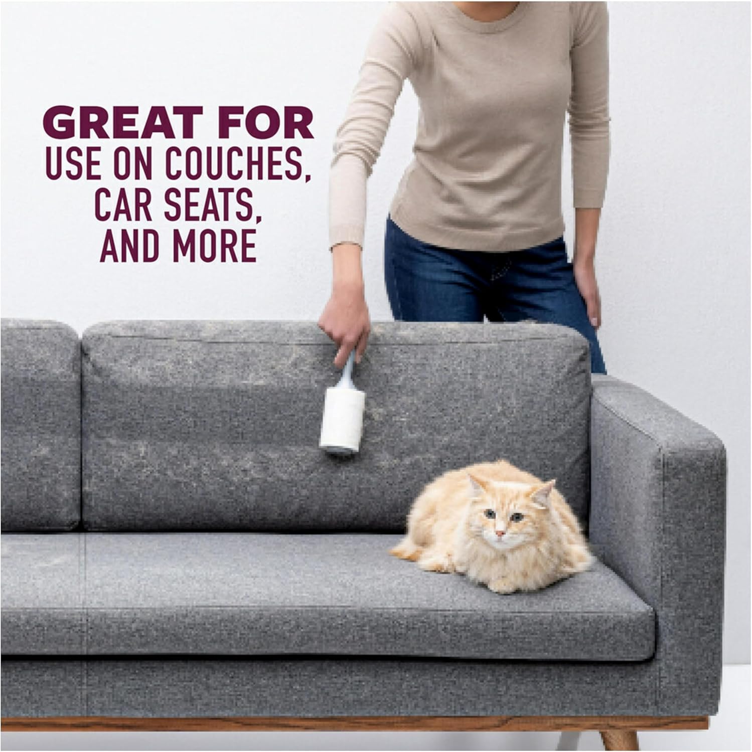 Scotch-Brite Pet Hair Pickup Extra Sticky Lint Roller, Designed for Removing Fur + Fluff on Couches, Clothes, Dog and Cat Beds, & More, 1 Pack, 95 Easy-Tear Adhesive Sheets Total - Image 4