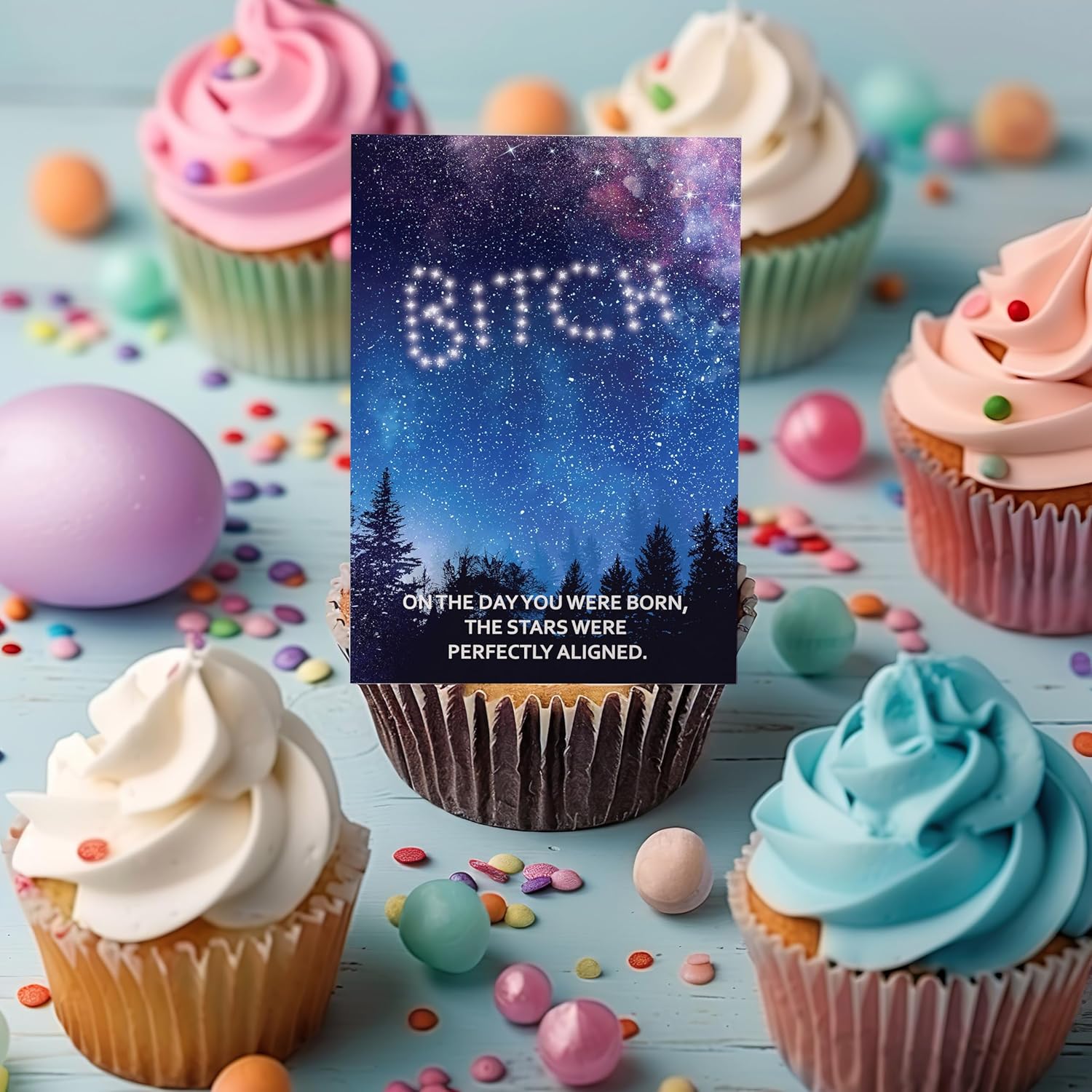 Gelid On The Day You Were Born, The Stars Were Perfectly Aligned - Funny Happy Birthday Cards for Women Her Sister - Humorous Thinking of You Gift Idea Best Friend - Bday Card for Bestie Girlfriend - Image 8