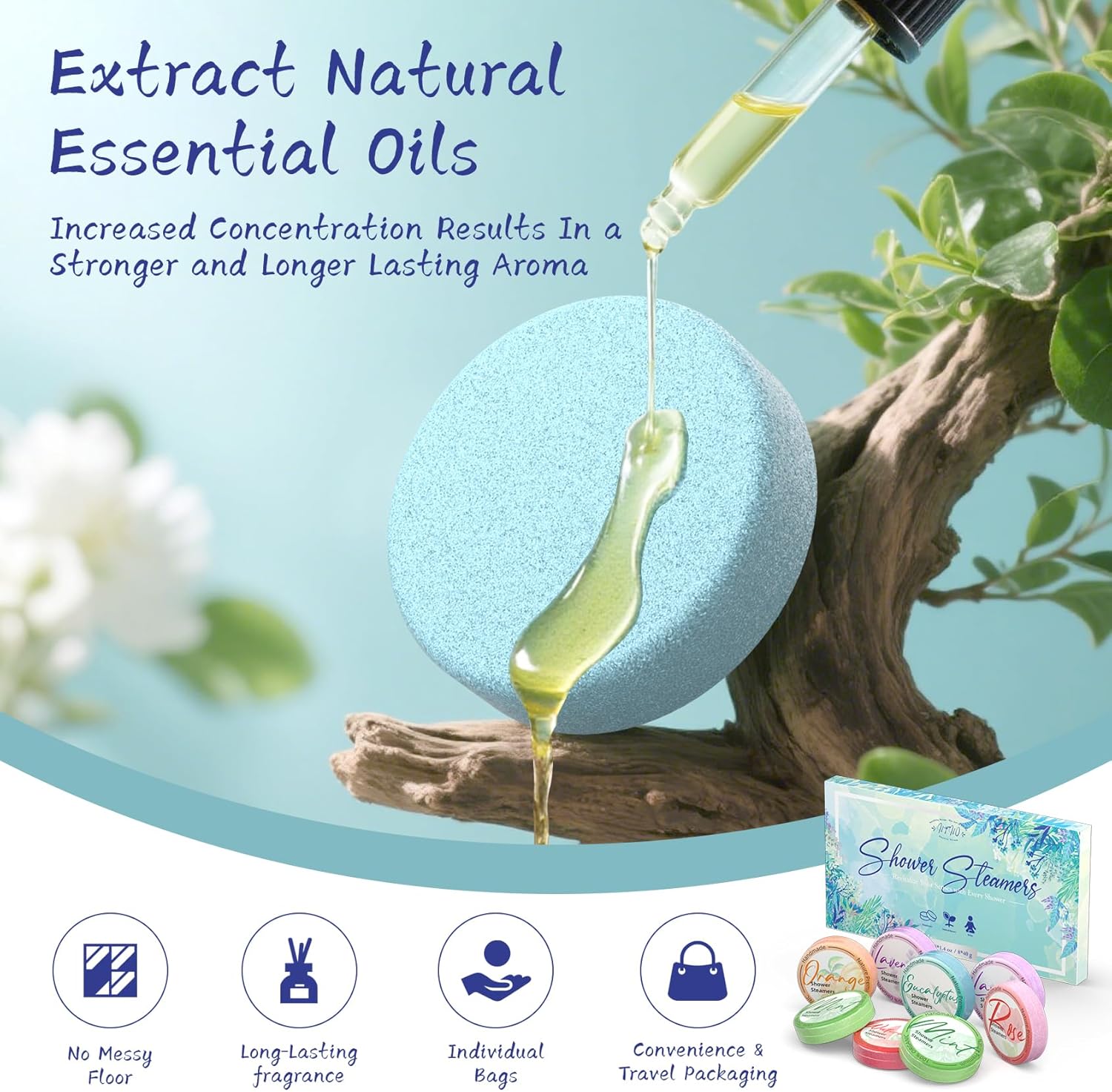 Shower Steamers Aromatherapy 8 Pack - Gifts for Women, Shower Bombs with Essential Oils, Self Care and Stress Relief Stocking Stuffers, Relaxation Birthday Gifts for Women and Men - Image 3
