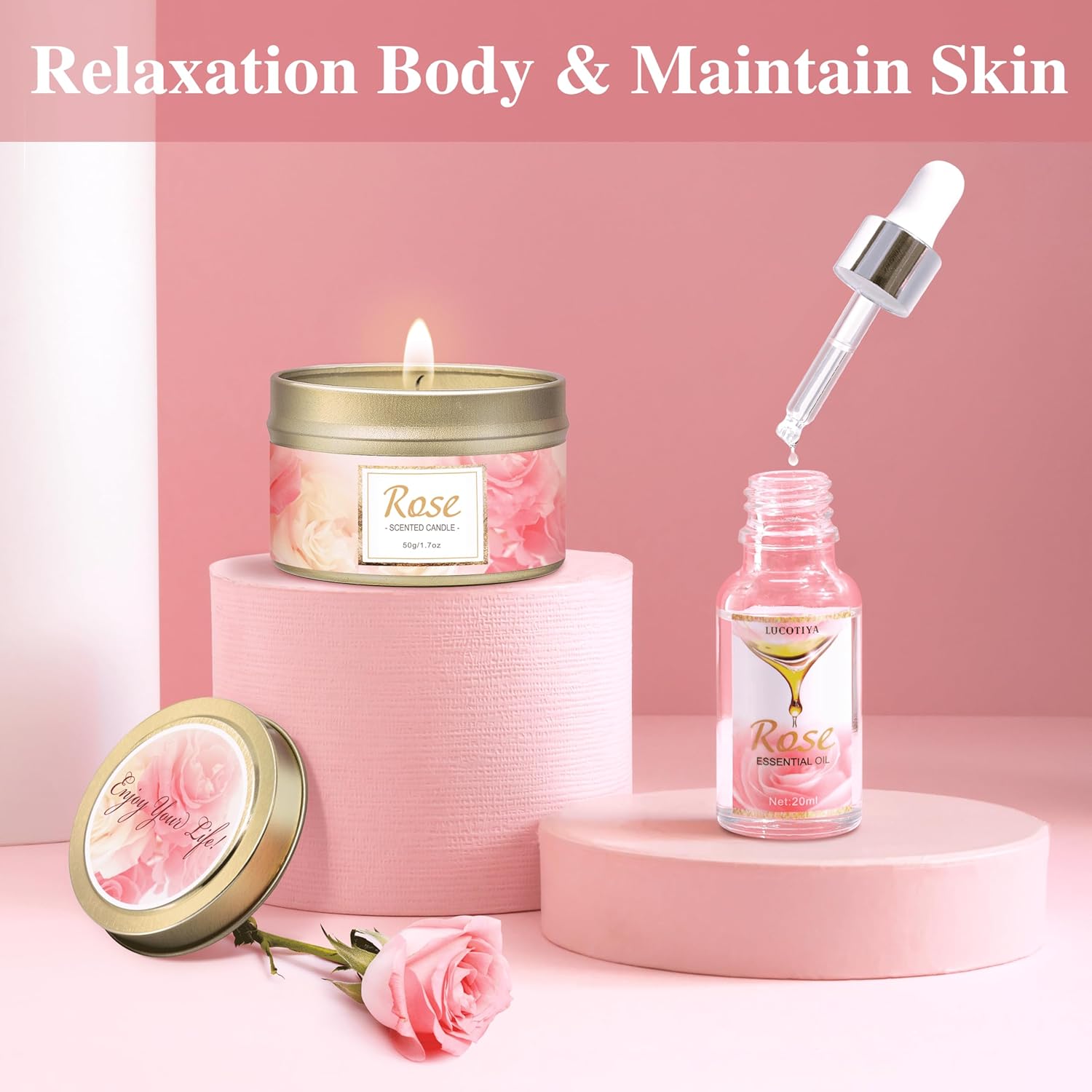 Gifts for Women, Happy Birthday Gifts for Women, Mothers Bath and Body Gift for Woman with Unique Rose Self Care Gift, Home Spa Gift Basket for Mom, Girlfriend, Sister, Female Friends, Coworker - Image 4