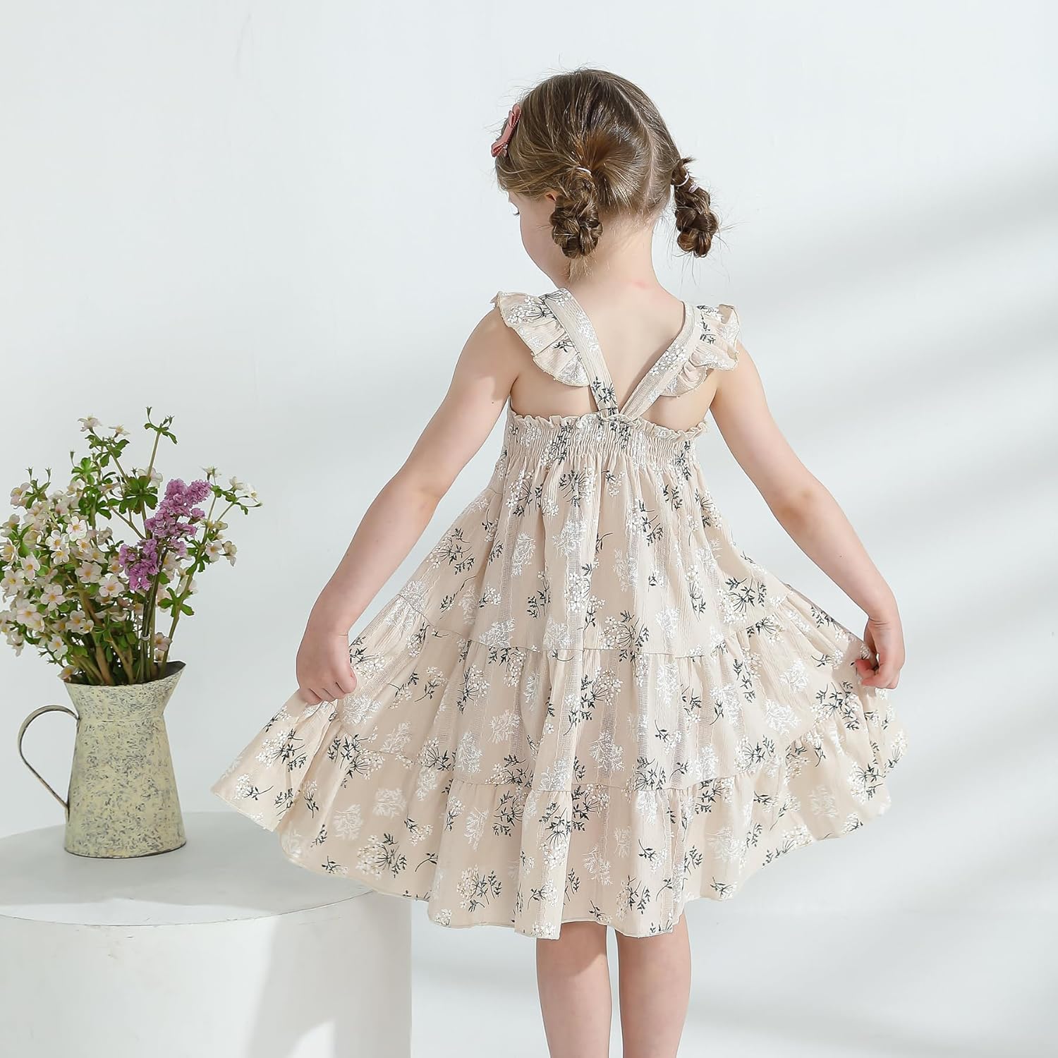 Kids Toddler Baby Girls Rainbow Dress Princess Sleeveless Beach Butterfly Sundress - Image 3