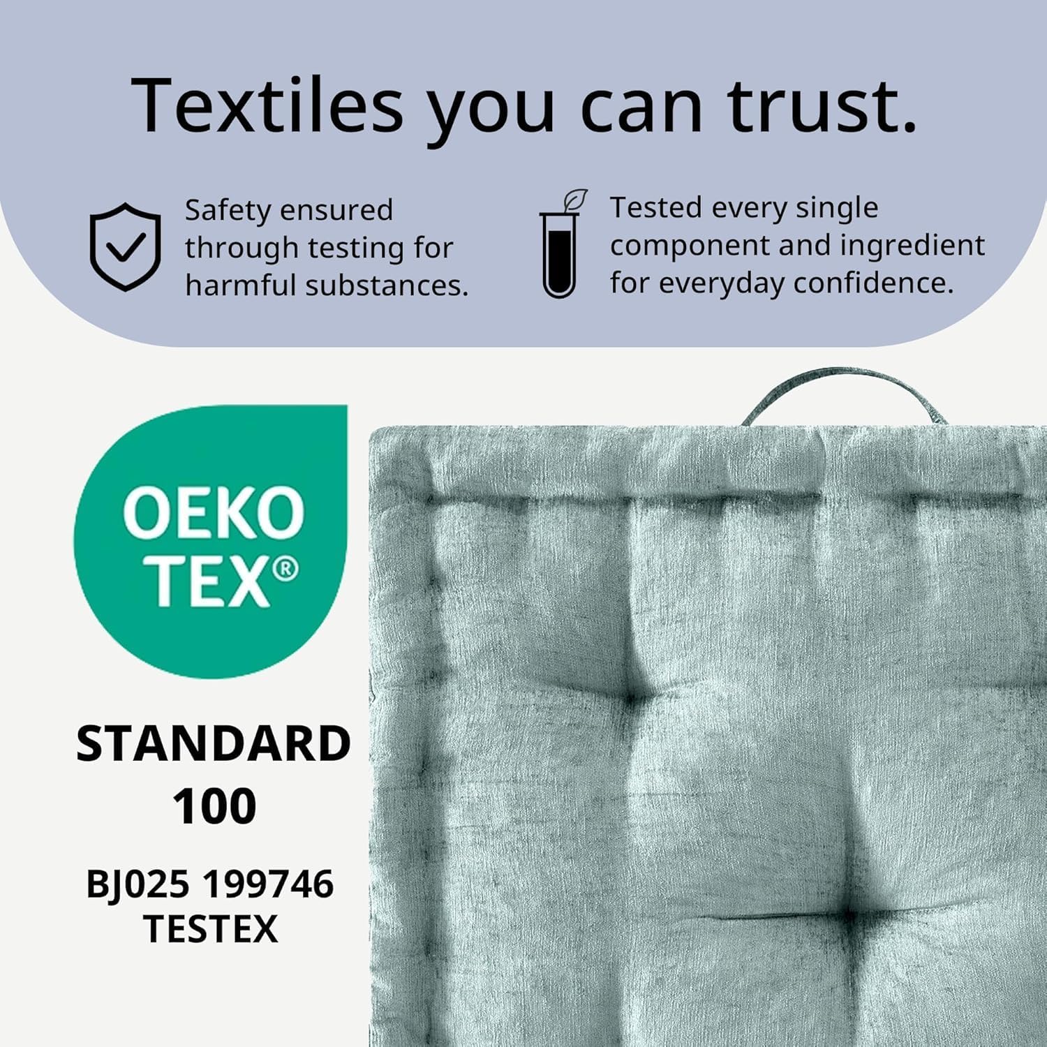 Intelligent Design Large Floor Pillow for Adults Yoga or Meditation Cushion with Handle, Floor Cushion for Board Games, Lustrous Chenille Tufted, Handsewn Scalloped Edge, Azza, 24" x 24" x 5" Aqua - Image 9