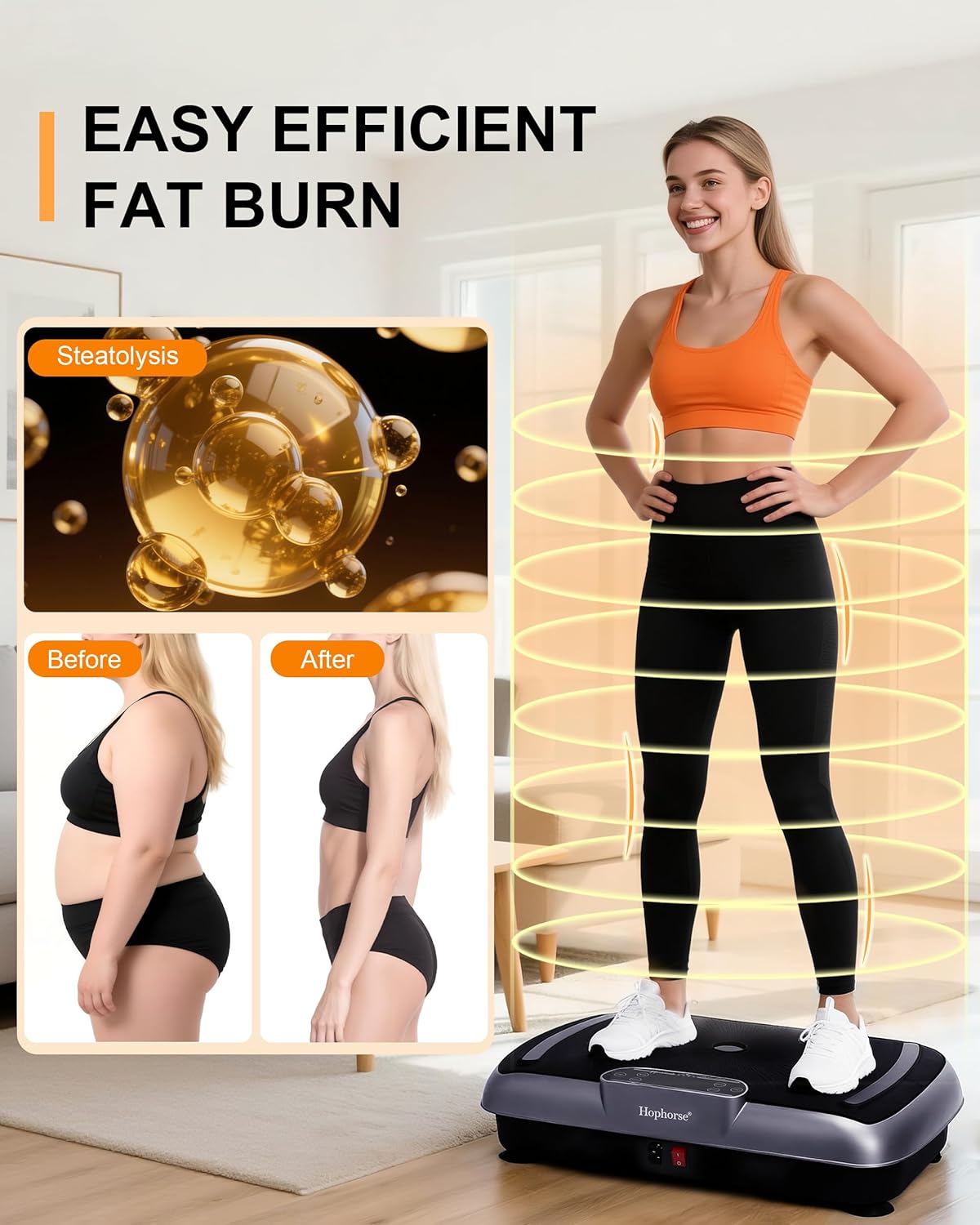 Vibration Plate Exercise Machine, Vibrating Plate for Lymphatic Drainage Weight Loss, Full Body Shake Plate with Resistance Bands, Vibration Board for Wellness Home Gyms Workout Gifts - Image 2
