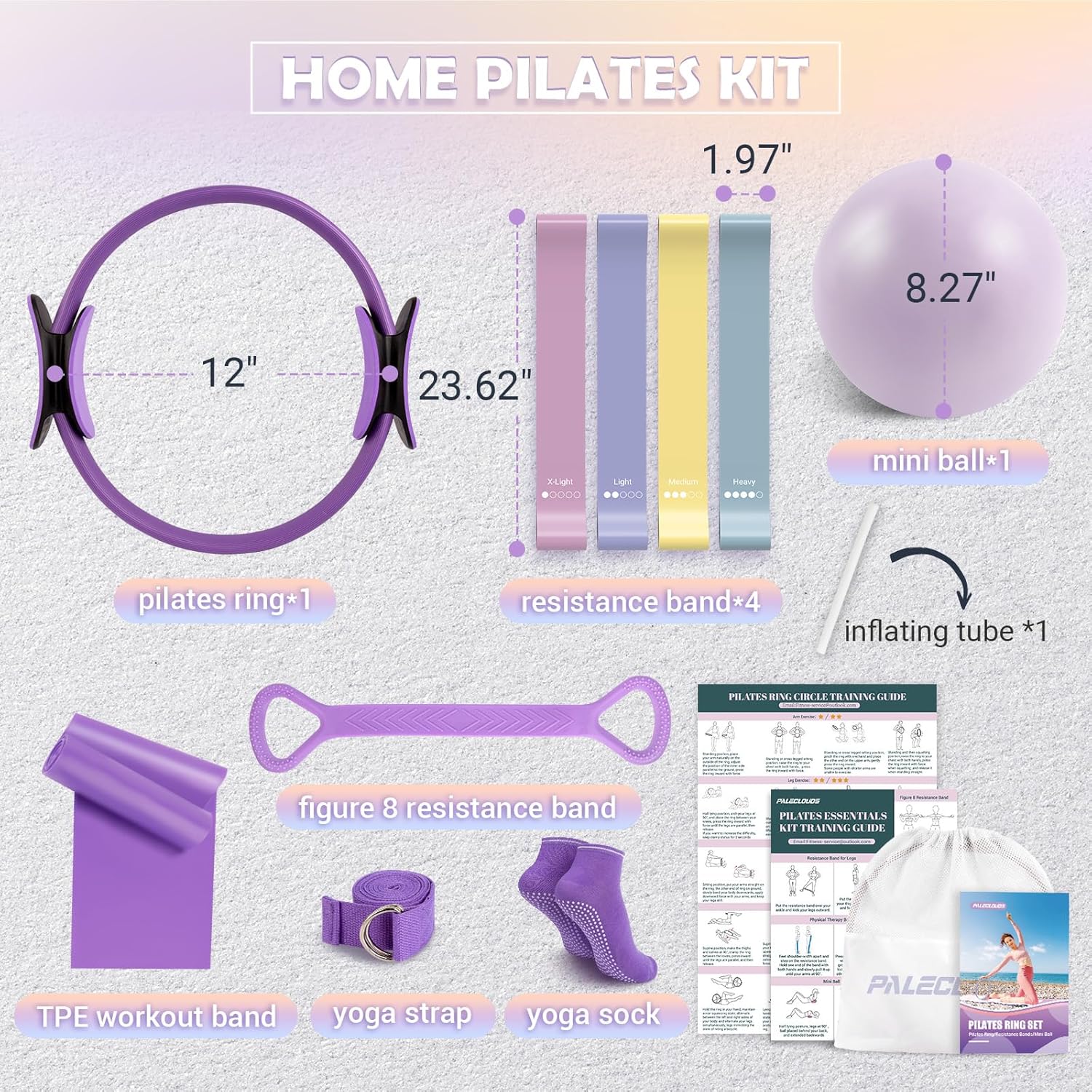 Pilates Ring Set for Women, 12" Pilates Ring and Ball Set with Resistance Bands for Home Workouts, Portable Pilates Kit with Bag & 2 Training Poster for Full Body Exercise - Image 7