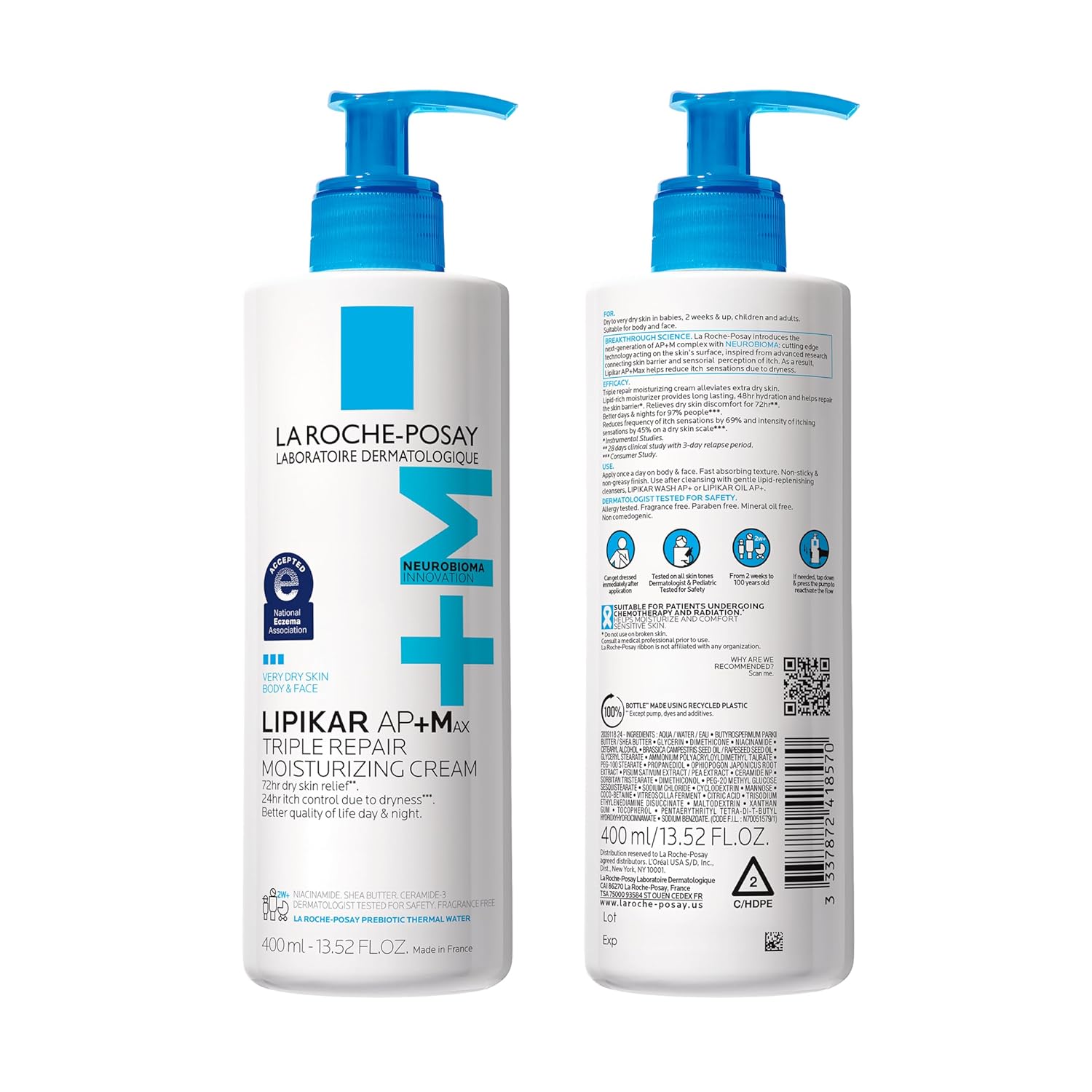 La Roche-Posay Lipikar AP+MAX Triple Repair Moisturizing Body Cream | Face & Body Lotion for Dry Skin with Shea Butter & Niacinamide | Gentle Moisturizer for Very Dry, Rough & Sensitive Skin - Image 9