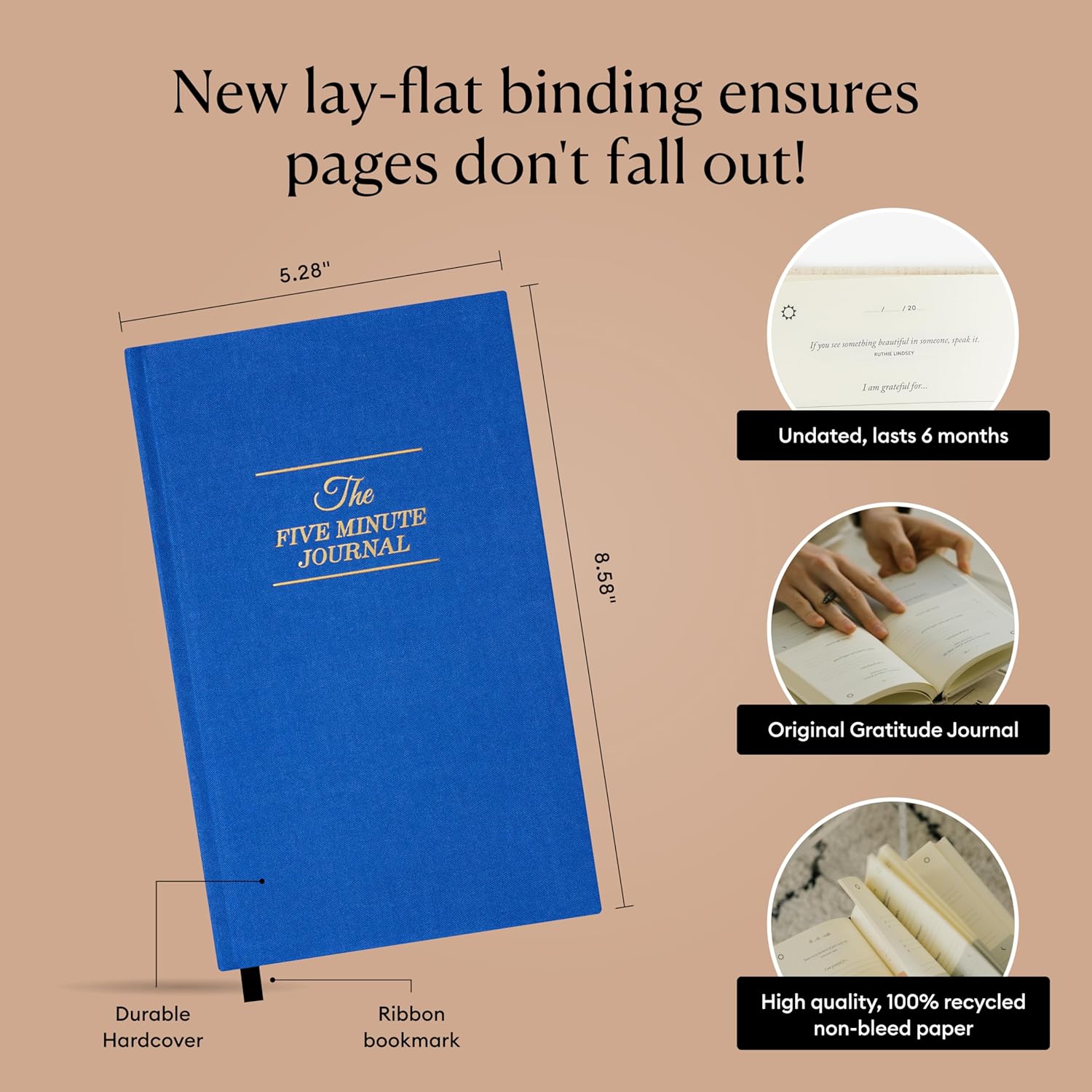 Intelligent Change The Five Minute Journal, Original Daily Gratitude 2025, Reflection & Manifestation for Mindfulness, Undated Daily with Gold Foiling, Plastic-Free, Blue - Image 6