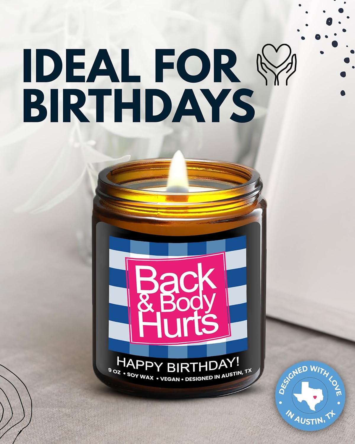 Funny Happy Birthday Candle, Unique Happy Birthday Gifts for Women and Men, Fun Gift Ideas for 30th, 40th, 50th and 60th Birthdays, Back and Body Hurts Candle, Long-Lasting Scent, Gift-Ready - Image 3