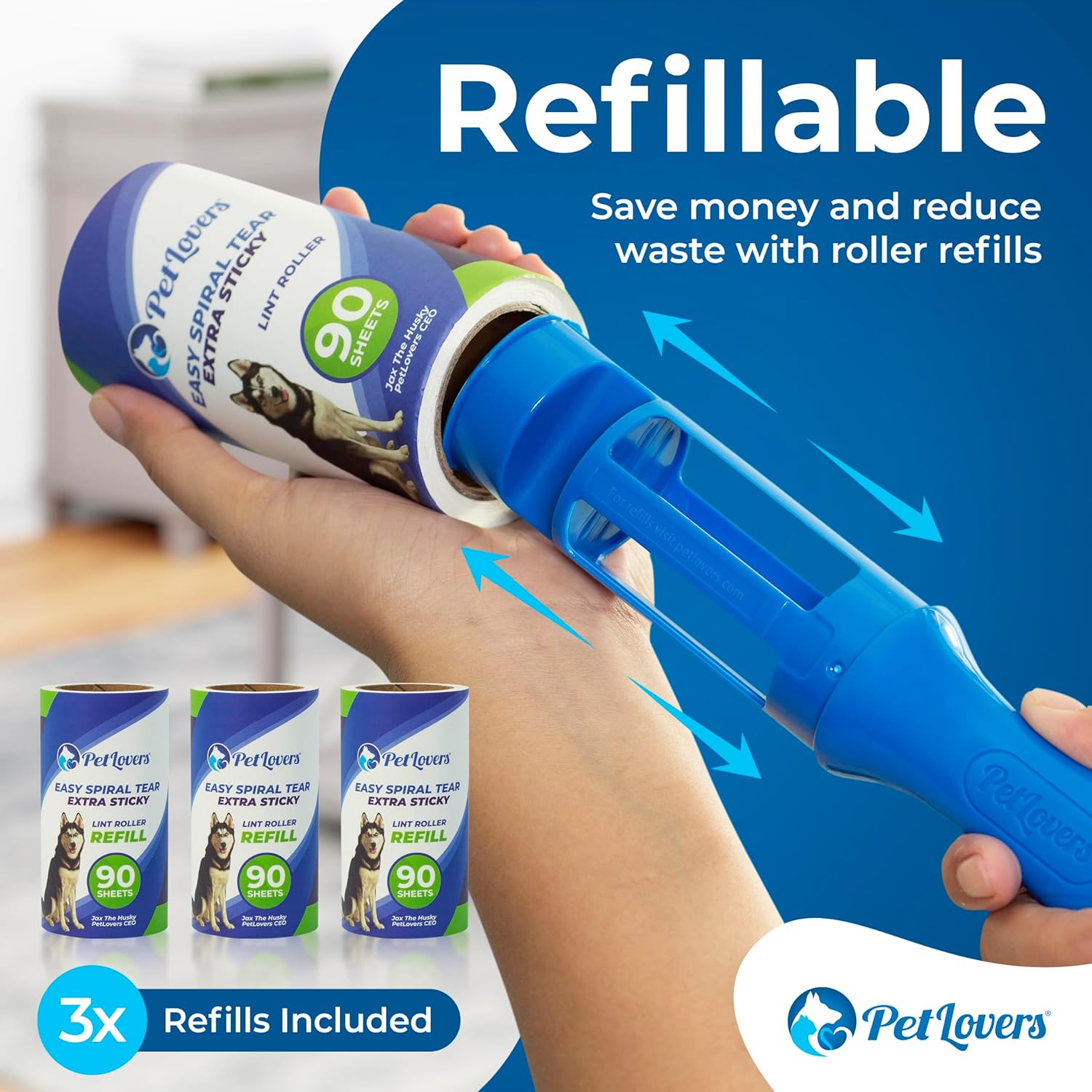 PetLovers Extra Sticky Lint Roller Mega Value Set 450 Sheets for Pet Hair Removal and Clothes, Dog and Cat Lint Remover 5 Pack - Image 6