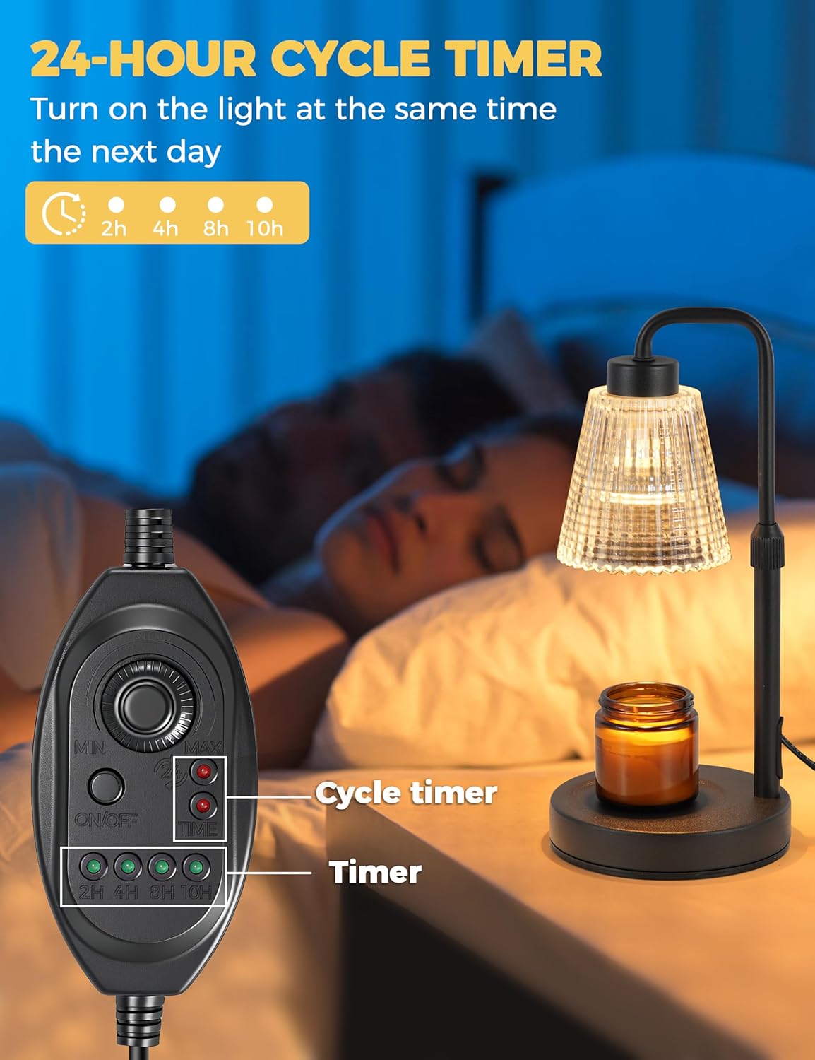 Candle Warmer Lamp with Timer Dimmable, Birthday Gifts for Women Mom, House Warming Gifts New Home Decor, Wax Melt Warmer for Jar Candles with 2 Bulbs - Image 4