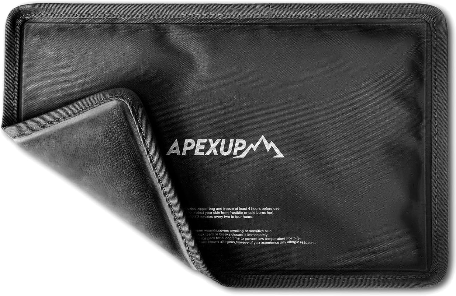 APEXUP Gel Ice Packs for Injuries Reusable, Flexible Double Sided Cold Packs for Injuries, Ice Pack for Knee, Shoulder, Back, Hip, Leg, Arm (Black, 11"x7.1", 1PK)