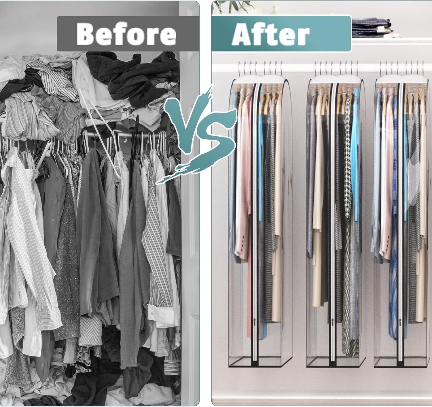 Clear Garment Bags for Hanging Clothes 10” Gusseted, Suit Bags for Closet Storage, Hanging Plastic Clothes Cover for Coat, Dress, Fur, Shirt, 4 Pack, 40” Long - Image 8