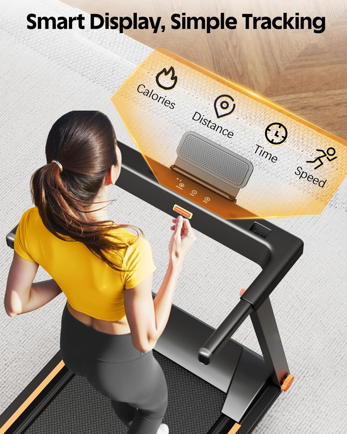DeerRun Foldable Treadmill for Home with 5% Manual Incline and Handlebar, 0.6–7.5 MPH for Walking and Running, 3.0 HP, 300 lb Capacity, App & Remote Control - Image 8