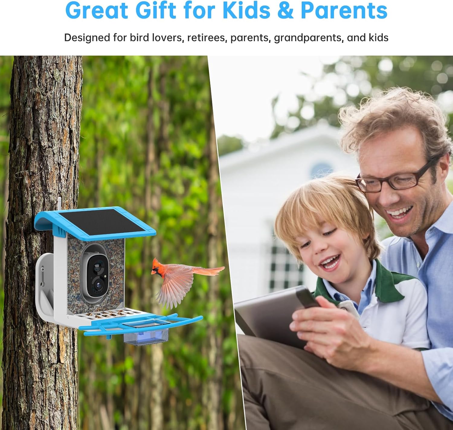 SMONET Bird Feeder with Camera B300: Smart Birdhouse Camera AI Recognition Solar Powered,Outdoor Wireless WiFi Birdfeeder Watching Live Video,Funny Birthday Gifts for Mom Mother Grandma Daughter - Image 7