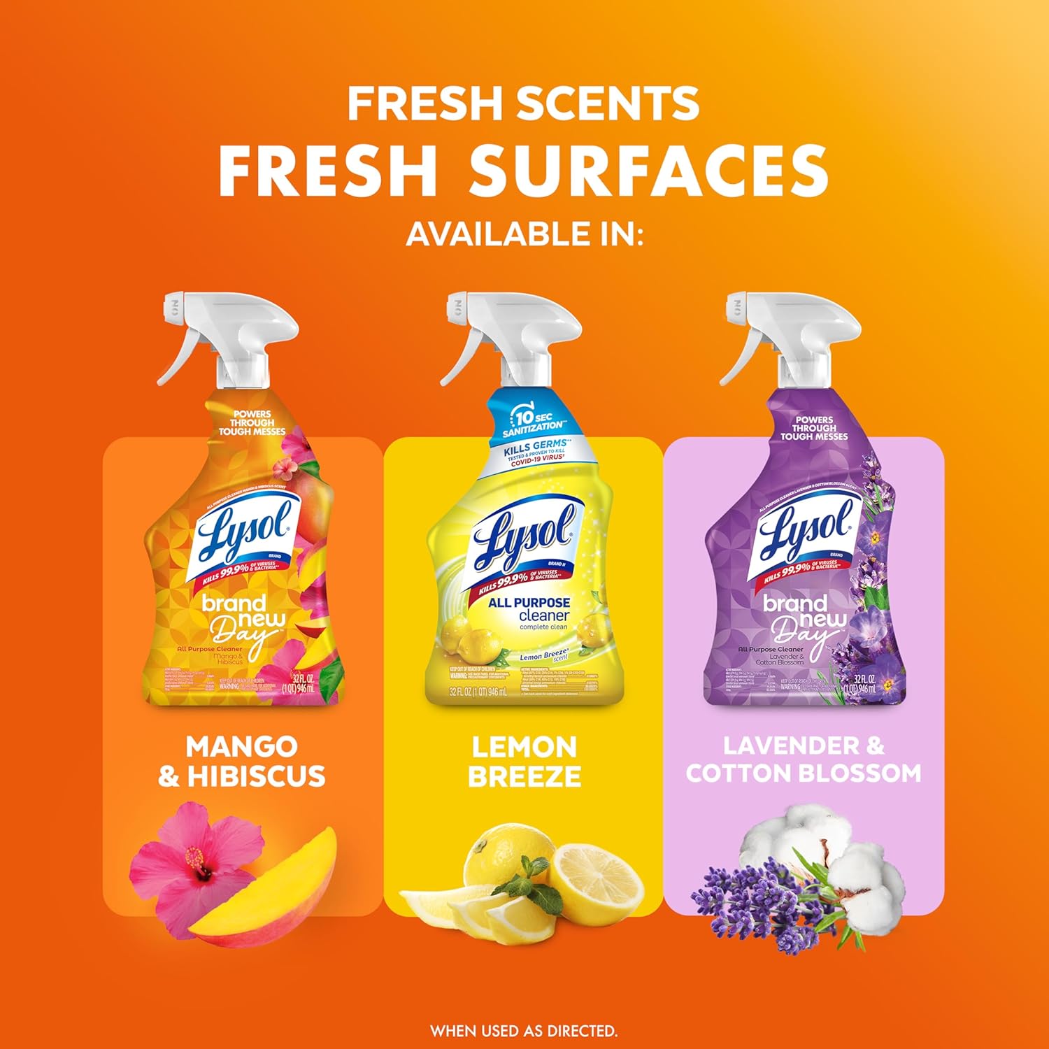 Lysol All Purpose Cleaner Spray, Multi-Purpose Disinfecting Spray, Kitchen & Bathroom Cleaner, Mango & Hibiscus Scent, 32 Fl Oz - Image 7