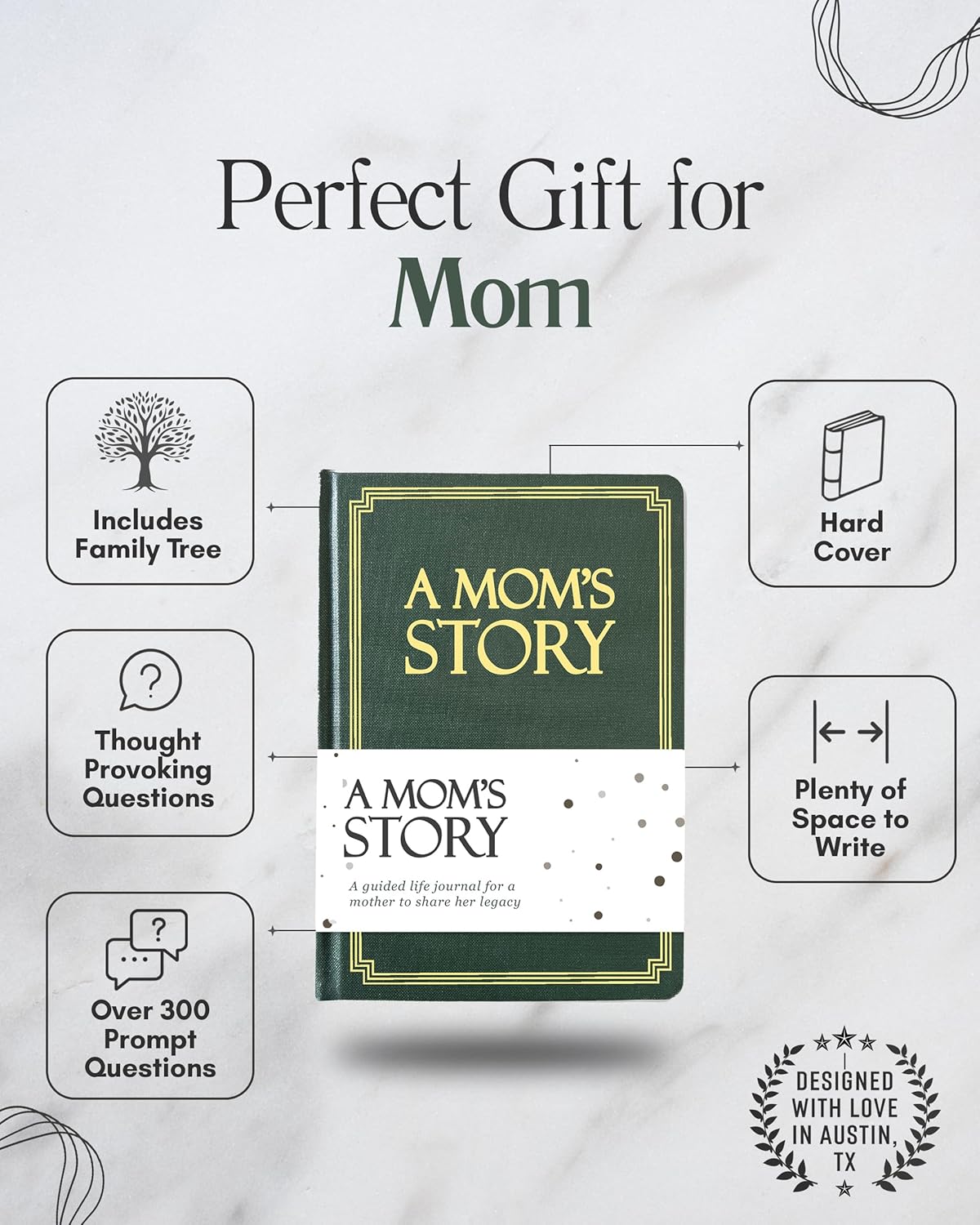 Mom's Life Story Journal (Hardcover): A Meaningful Keepsake for Mom to Share Her Journey and Memories, Book Includes 250+ Prompt Questions, Sentimental Gifts for Mother's Day, Birthday & Christmas - Image 2