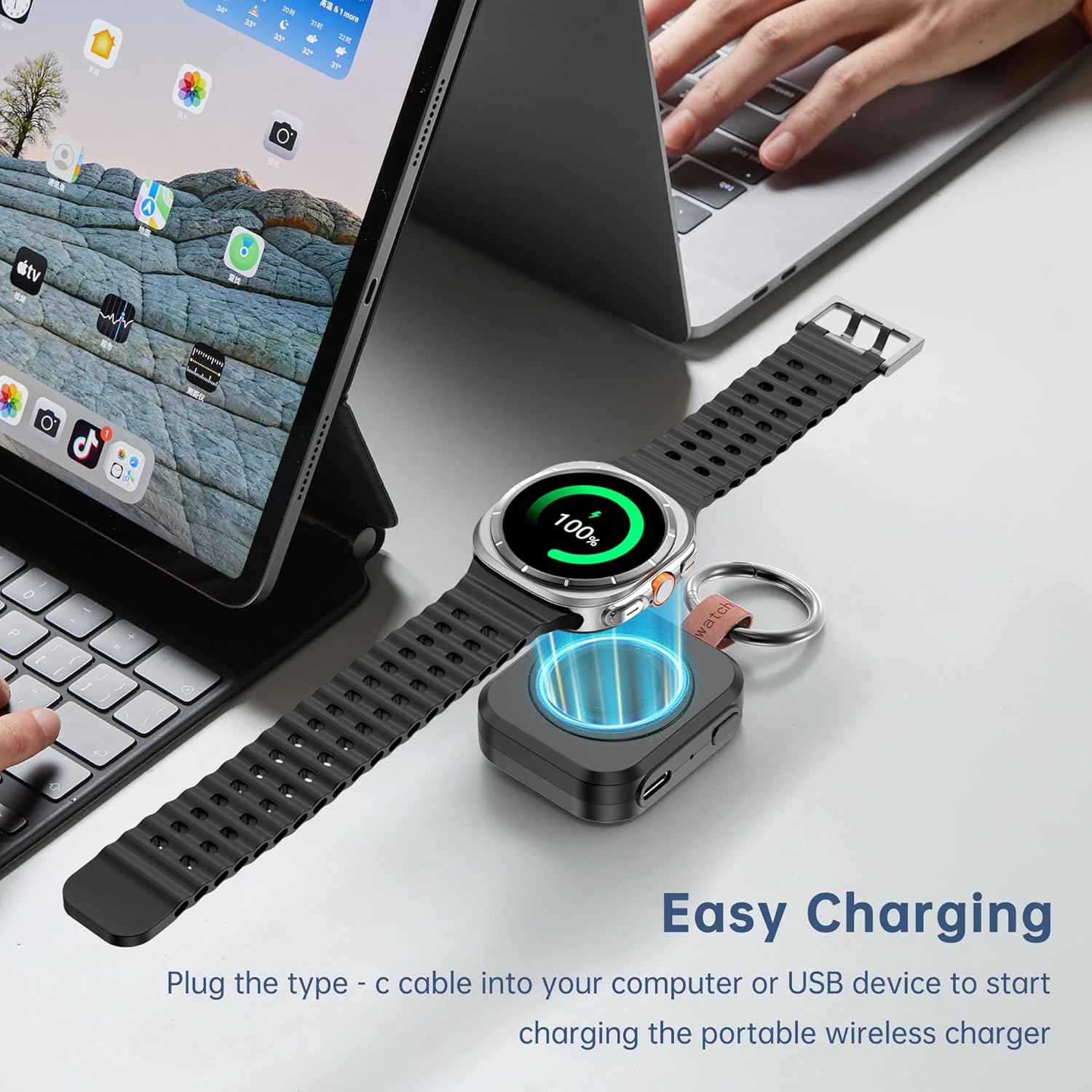 for Samsung Galaxy Watch Charger,1200mAh Portable Charger for Samsung Galaxy Watch 8/8 Classic/7/Ultra/6/6 Classic/5/5 Pro/4/3,Active 2/1 (Black) - Image 6