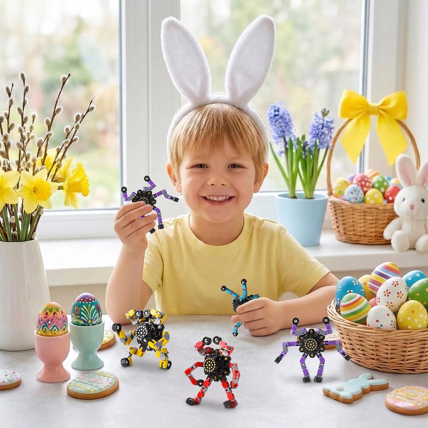 Easter Basket Stuffers,Transformable Fidget Spinners Toys 4 Pcs for Kids and Adults Stress Relief Sensory Toys for Boys and Girls Age 8-13 Fingertip Gyros Easter Party Favors Birthday Gifts for Teens - Image 9
