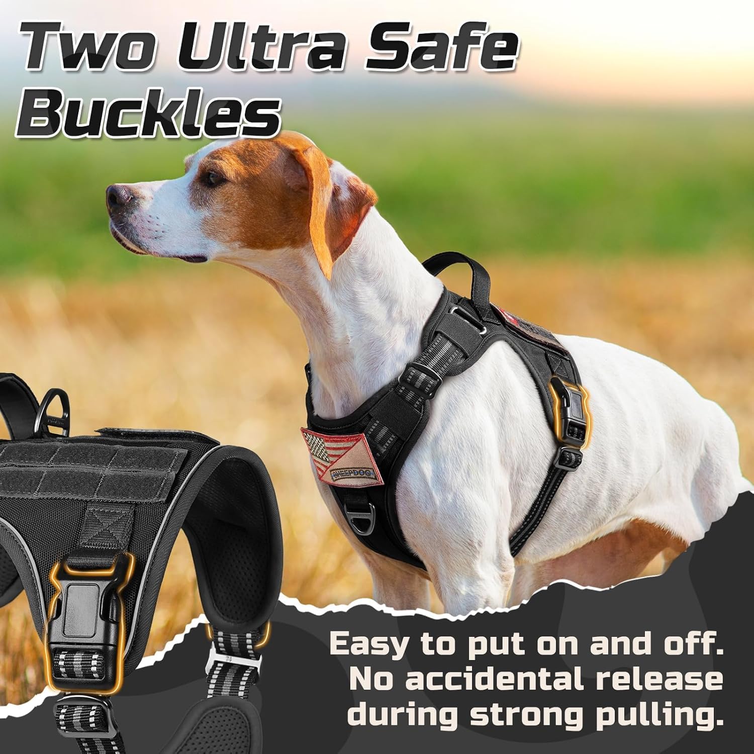 rabbitgoo Tactical Dog Harness for Large Dogs, No Pull Military Service Vest with Handle & Molle, Easy Control for Training Walking, Adjustable Reflective Straps, Black, L - Image 3