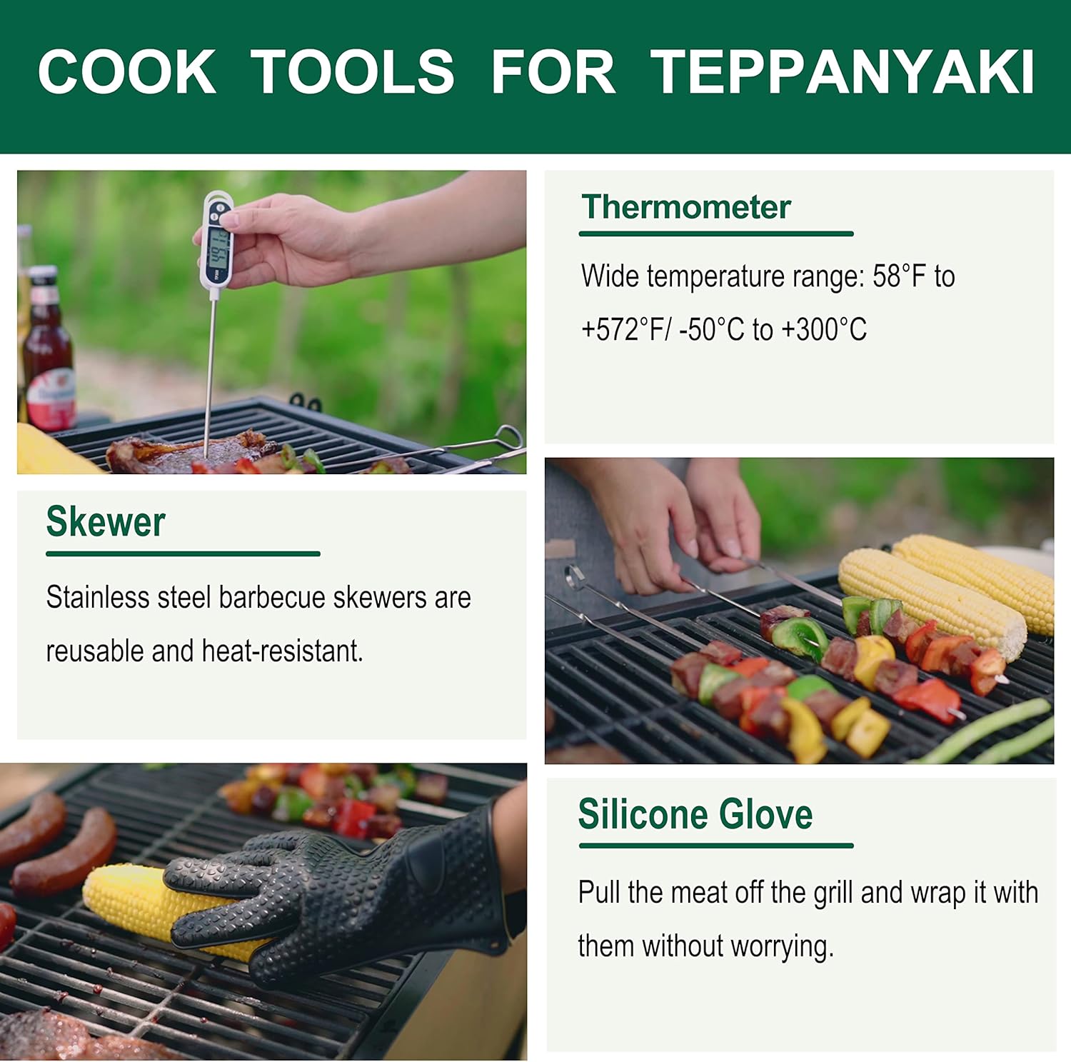 Grilljoy 46PC Griddle Accessories Set with Robust Plastic Handle, All-in-One Griddle Tools Kit for Flat Top Grills Teppanyaki Hibachi, Stainless Steel Grill Spatula Kit for Outdoor Camping Grilling - Image 4