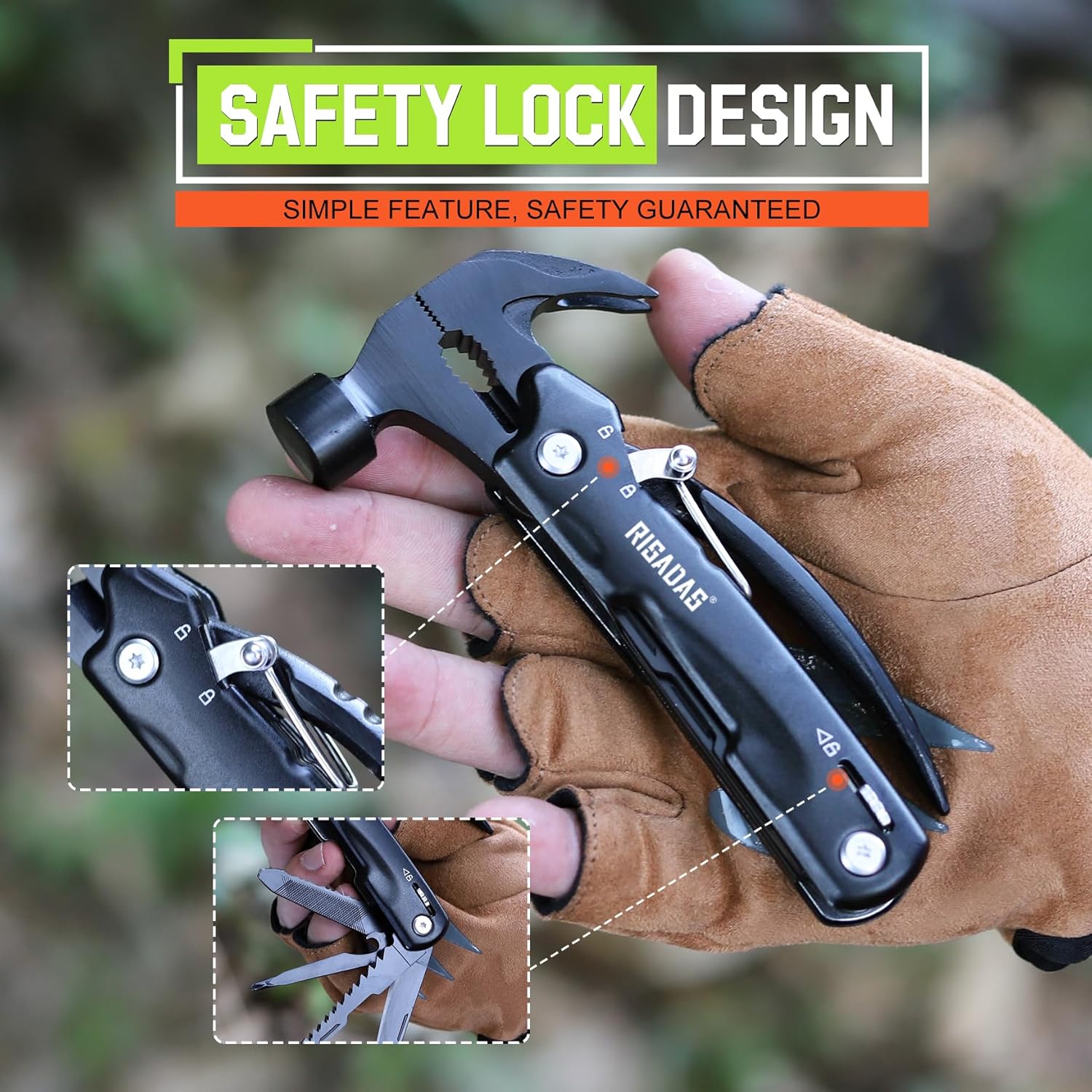 Gifts for Men - Birthday Gifts for Man, Dad, Husband, Mens Gift Ideas - Stocking Stuffers for Men, Mens Stocking Stuffers - Christmas Fathers Day Groomsmen Gift - Multitool Hammer for Camping, Hiking - Image 7