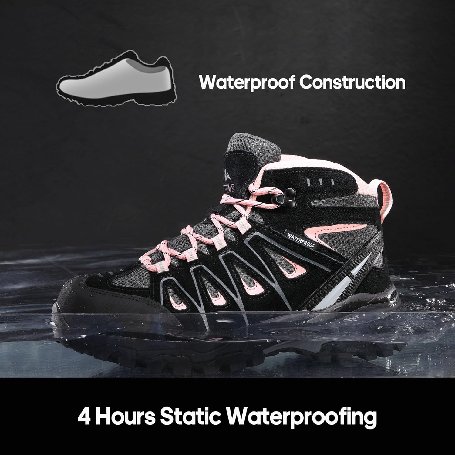 NORTIV 8 Women's Waterproof Hiking Boots Outdoor Trekking Camping Trail Hiking Boot Seeker - Image 2