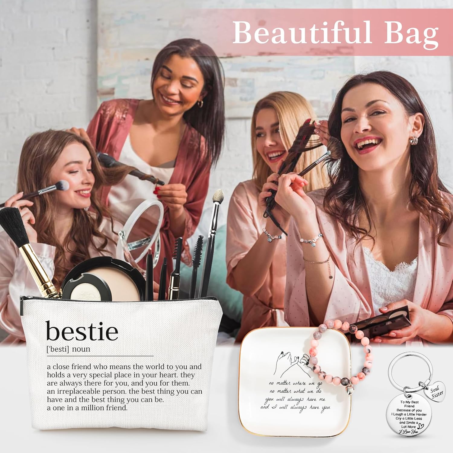 Best Friend Birthday Gifts for Women Friendship Gifts for Women Friends Unique Bestfriend Birthday Gift for Woman Bestfriend gift Ideas for Bestie BFF Soul Sister - Mug, Keychain, Candle, Bracelet - Image 4