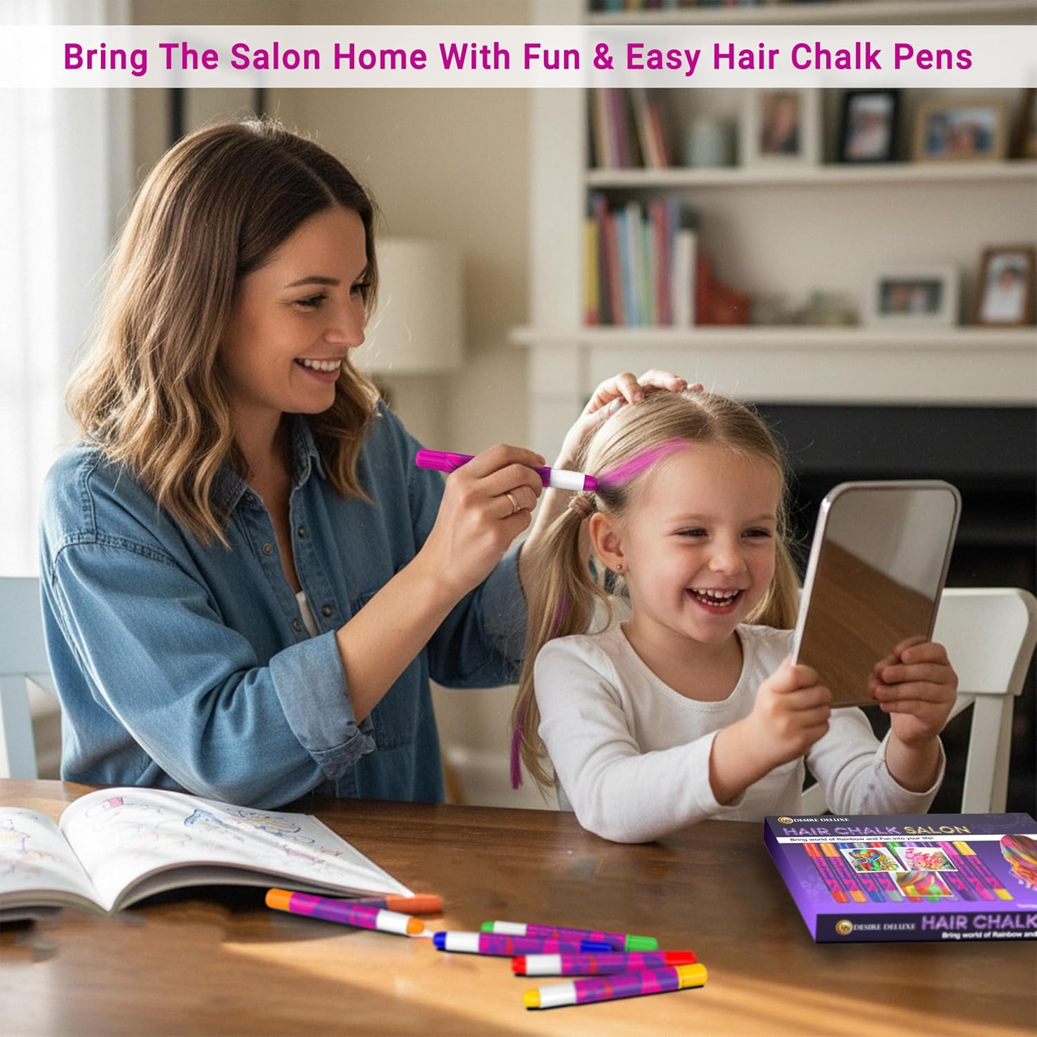 Desire Deluxe - Girls Gifts Hair Chalk 10 Temporary Non-Toxic Easy Washable Hair Dye Colourful Pens - Image 4