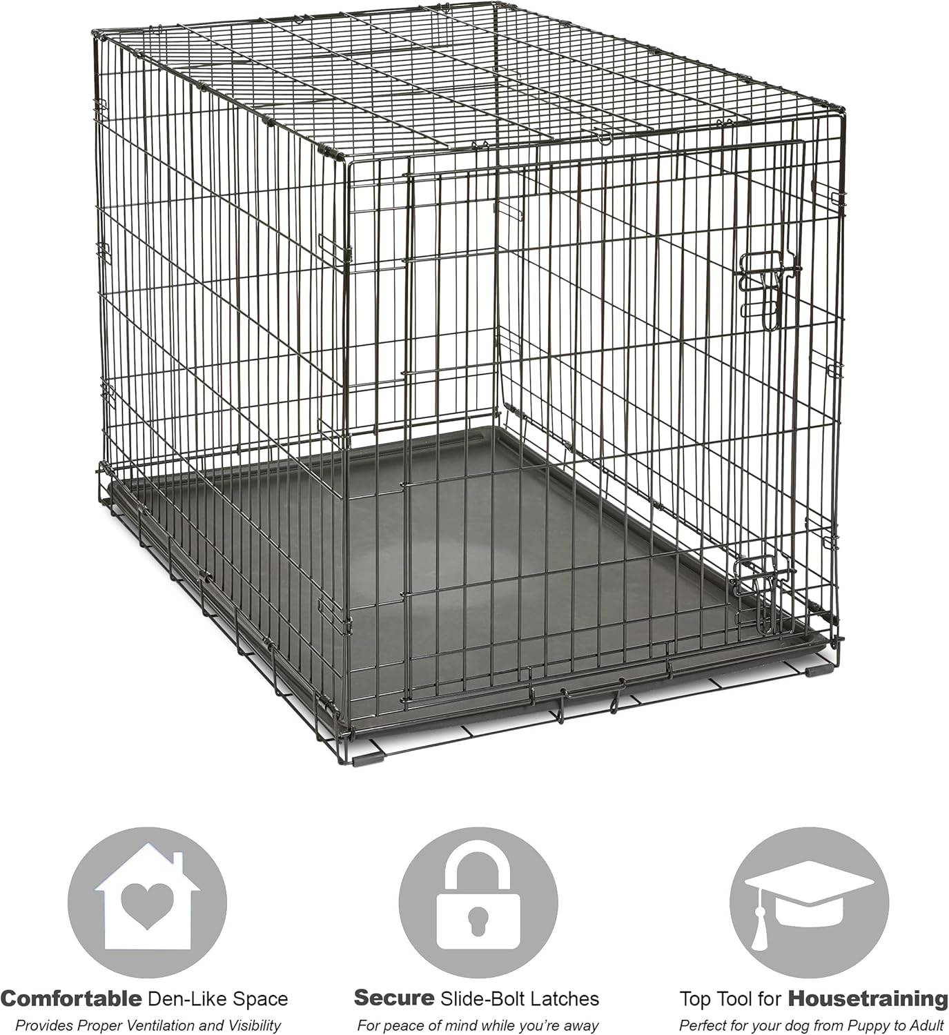 Midwest Homes for Pets 42-Inch New World Crate for Large Breeds, 71-90 lbs, Single Door Folding Dog Crate, Leak-Proof Tray & Secure Latch, Portable, Durable & Easy to Assemble - Image 3