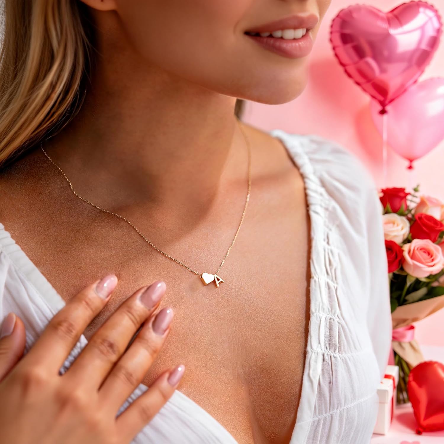 Turandoss Easter Basket Stuffers for Kids Teen Girls - Dainty 18K Gold Plated Heart Initial A-Z Pendant Necklace Trendy Jewelry Heart Necklaces Birthday Easter Gifts for Girlfriend Wife Women - Image 2