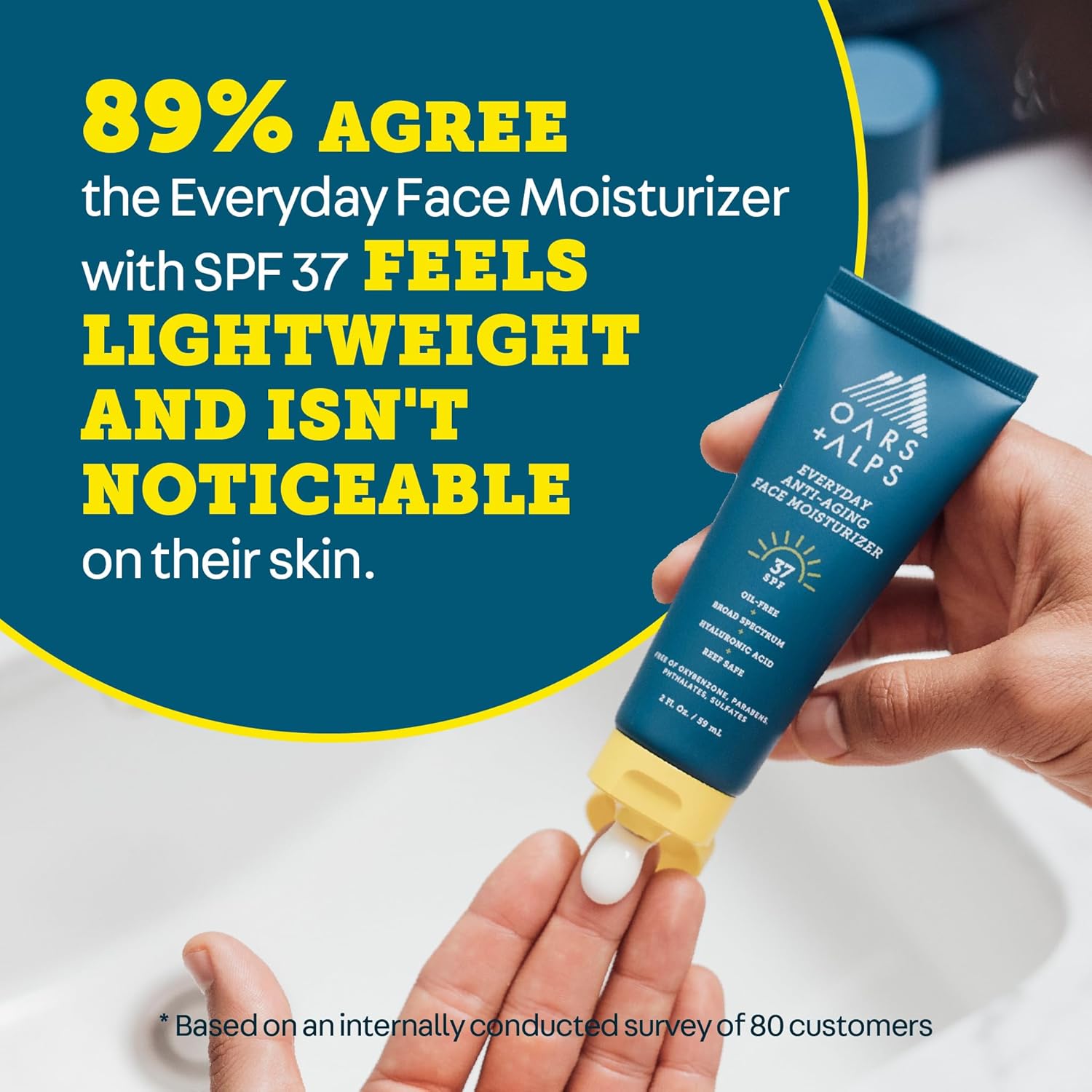 Oars + Alps SPF 37 Sunscreen and Everyday Anti Aging Face Moisturizer, Infused with Hyaluronic Acid - Image 5