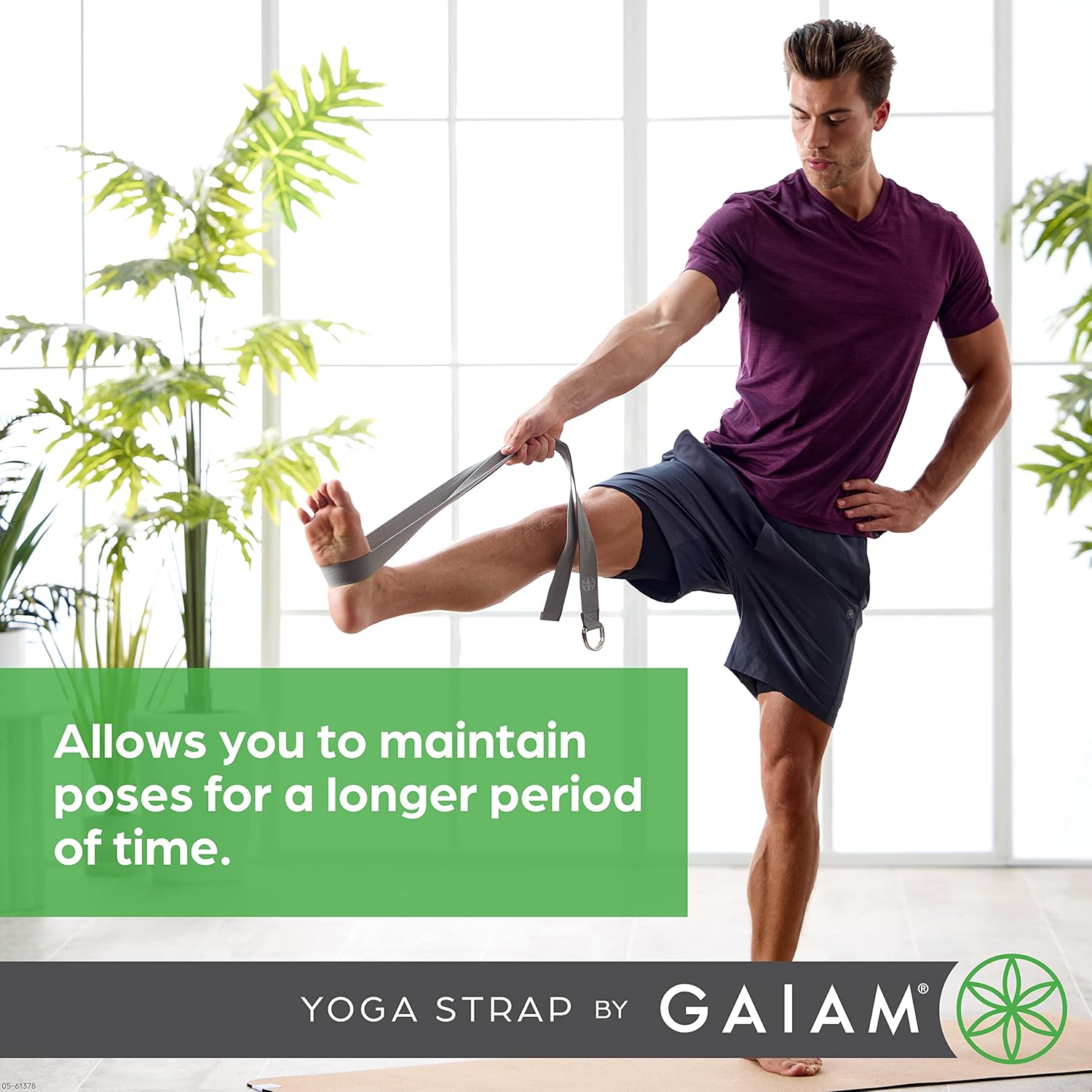 Gaiam Yoga Strap Premium Athletic Stretch Band with Adjustable Metal D-Ring Buckle Loop | Exercise & Fitness Stretching for Yoga, Pilates, Physical Therapy, Dance, Gym Workouts - Image 3