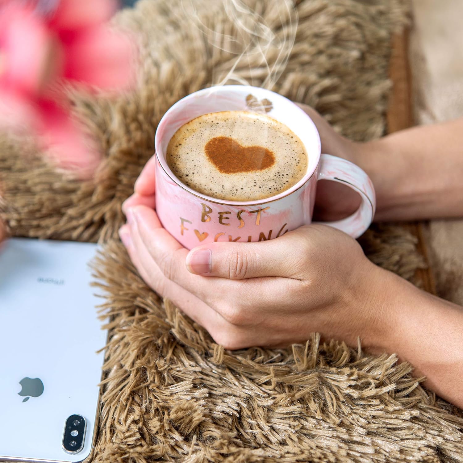 Hendson Mom Gifts for Women - Best Mom Ever - Funny Mom Birthday Gift Ideas, New Mom, Pregnancy Congratulations Gifts for First Time Moms and Mother To Be - Pink Marble Mug, 11.5oz Coffee Cup - Image 7