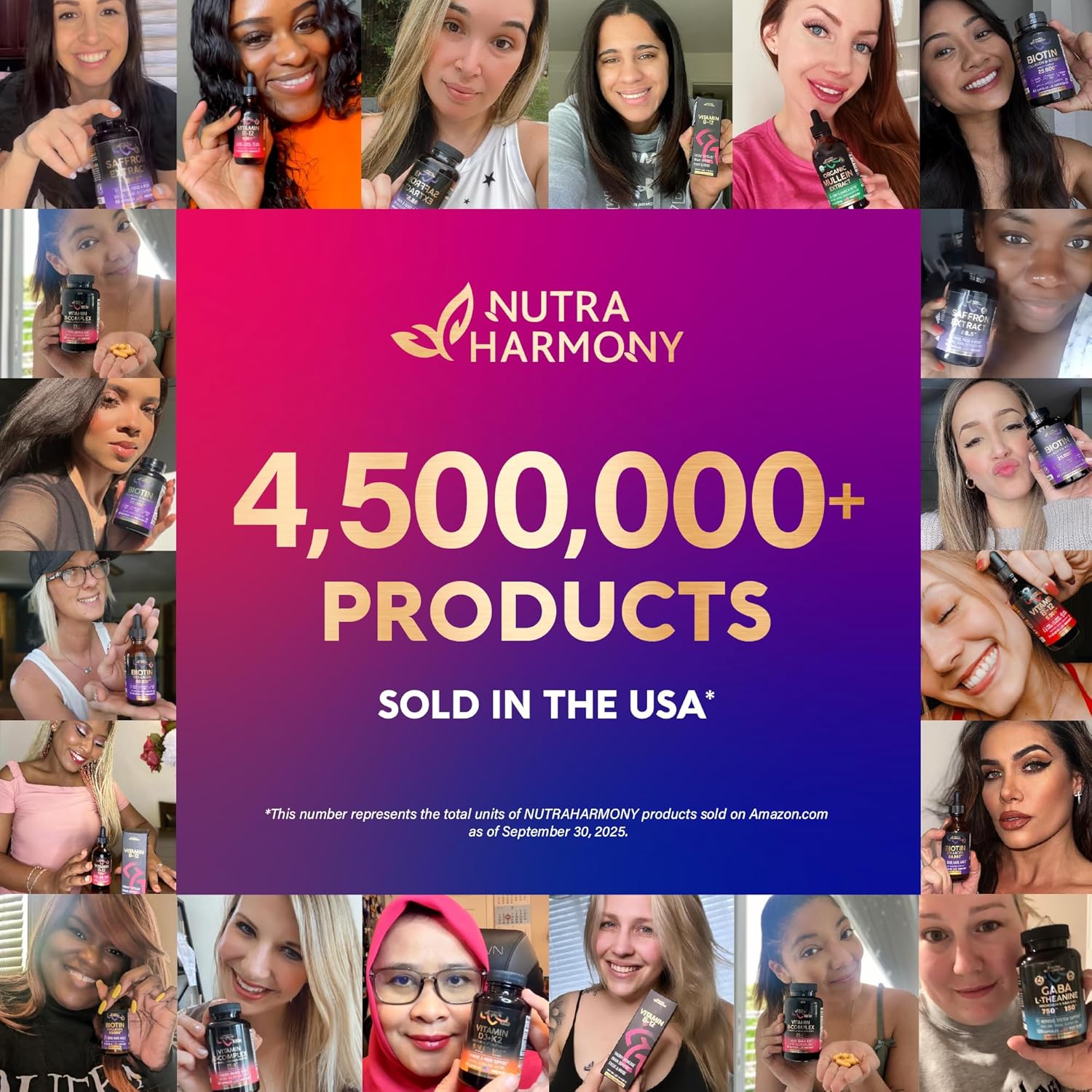 NUTRAHARMONY Biotin | Collagen | Hyaluronic Acid | Keratin - Support Normal Hair Growth Cycle - Skin & Nails - 25000mcg Vitamins B1, B2, B3, B6 & B7 - for Women & Men - Made in USA | 60 Capsules - Image 8