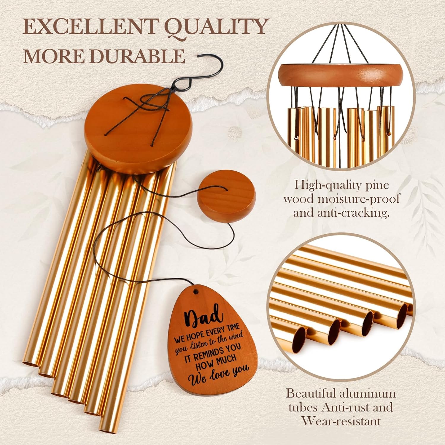 Gifts for Dad, Dad Wind Chimes, Best Gift for Dad, Birthday Gifts for Father from Daughter Son, Present for Dad, Father, Husband, Men, Dad Gift Ideas for Father's Day Thanksgiving Christmas - Image 6
