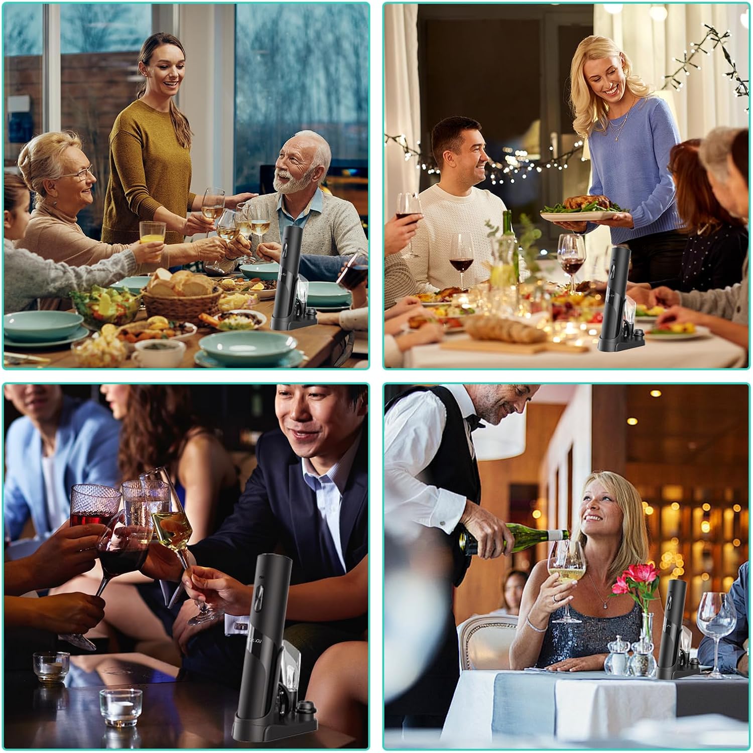 CIRCLE JOY Rechargeable Wine Opener Electric Wine Bottle Opener 7-in-1 Wine Gift Set with Electric Vacuum Pump, Charging Station, Foil Cutter, Wine Aerator Pourer and 2 Wine Stoppers - Image 7
