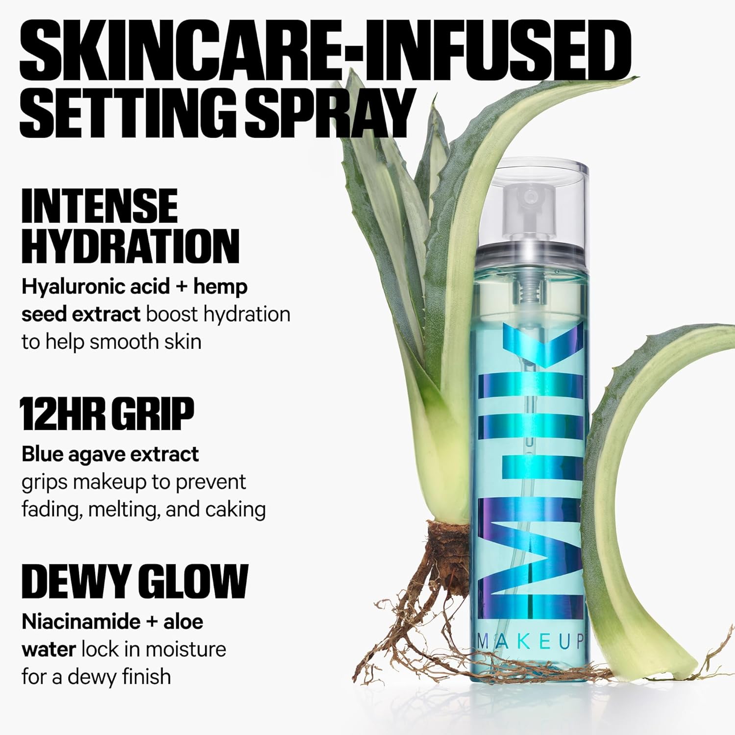 Milk Makeup Hydro Grip Set + Refresh Spray with Hyaluronic Acid – Sets Makeup + Hydrates Skin for Up to 12 Hours – Long-Lasting, Alcohol-Free Facial Mist for Dewy, Radiant Skin - Image 3